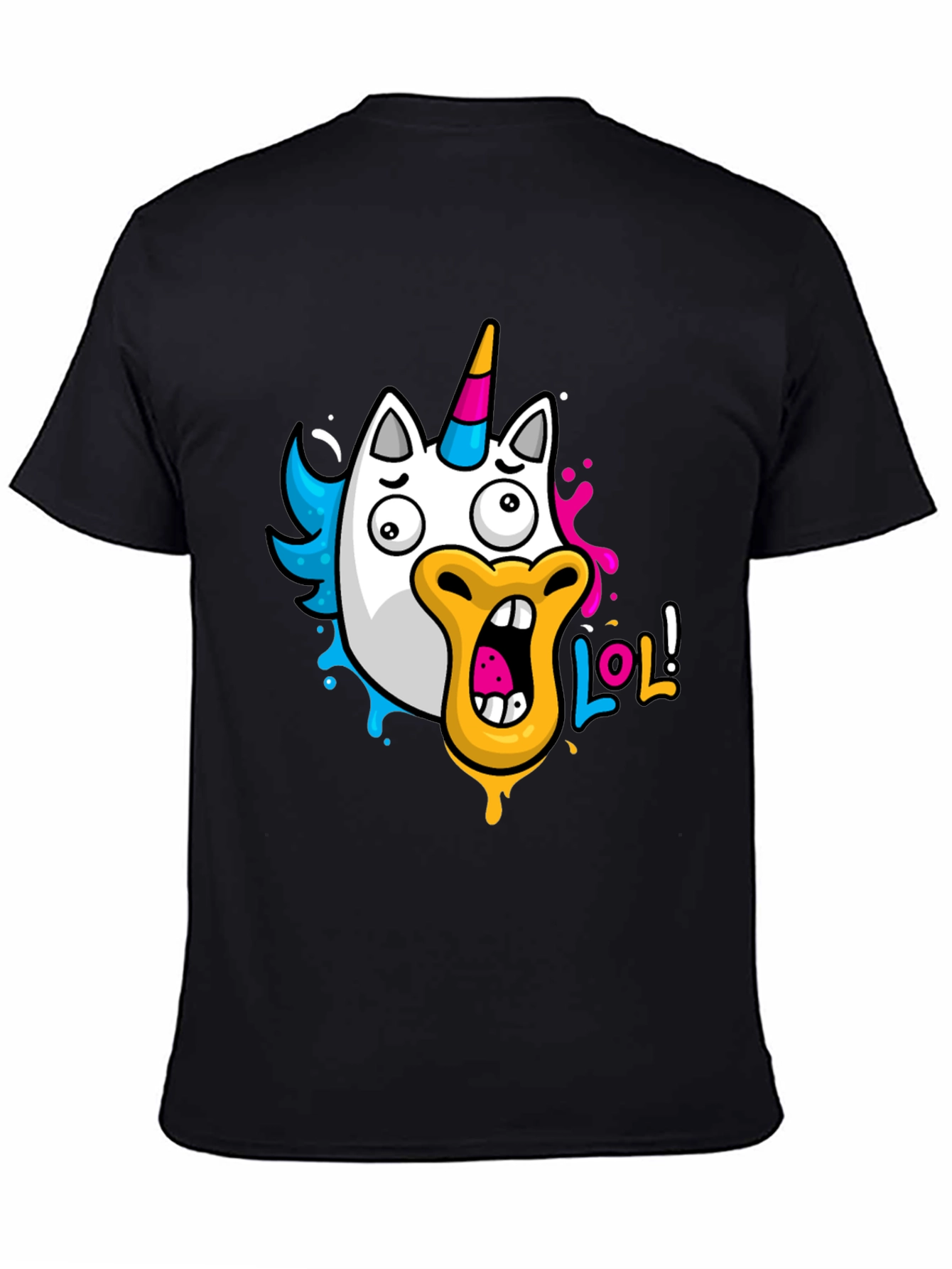 LOL Unicorn Graphic Tee - Mens Black T-Shirt
