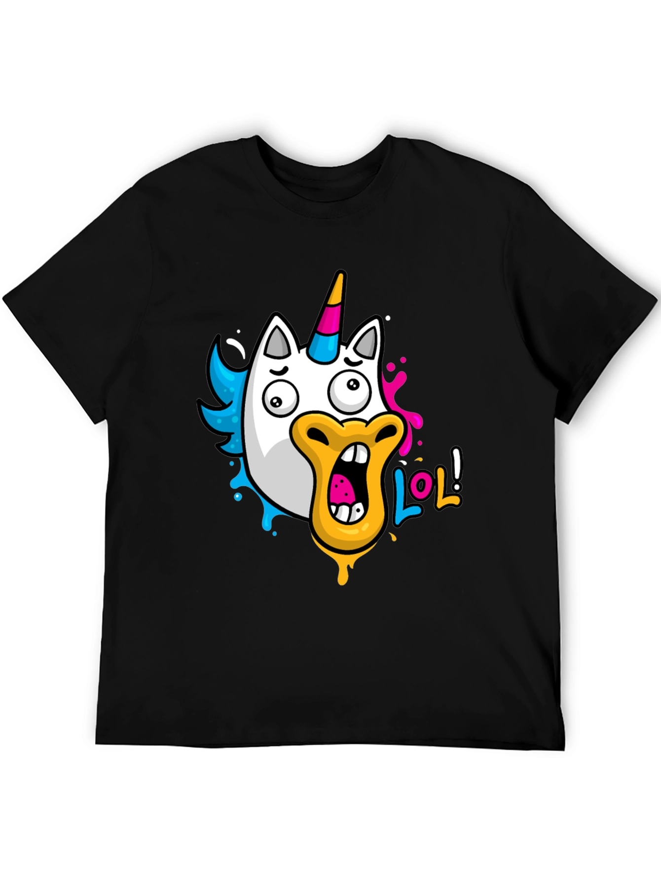 LOL Unicorn Graphic Tee - Mens Black T-Shirt
