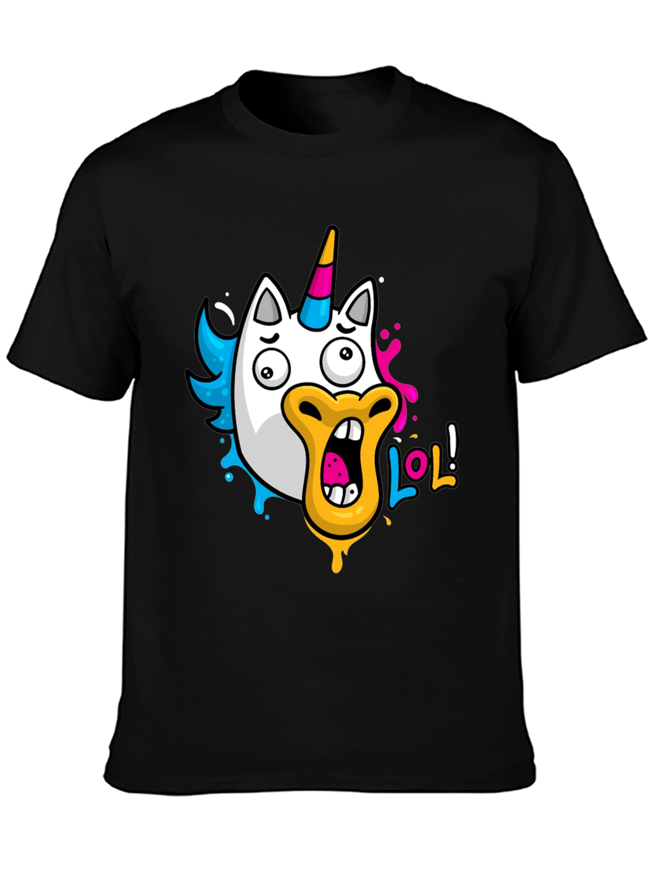 LOL Unicorn Graphic Tee - Mens Black T-Shirt