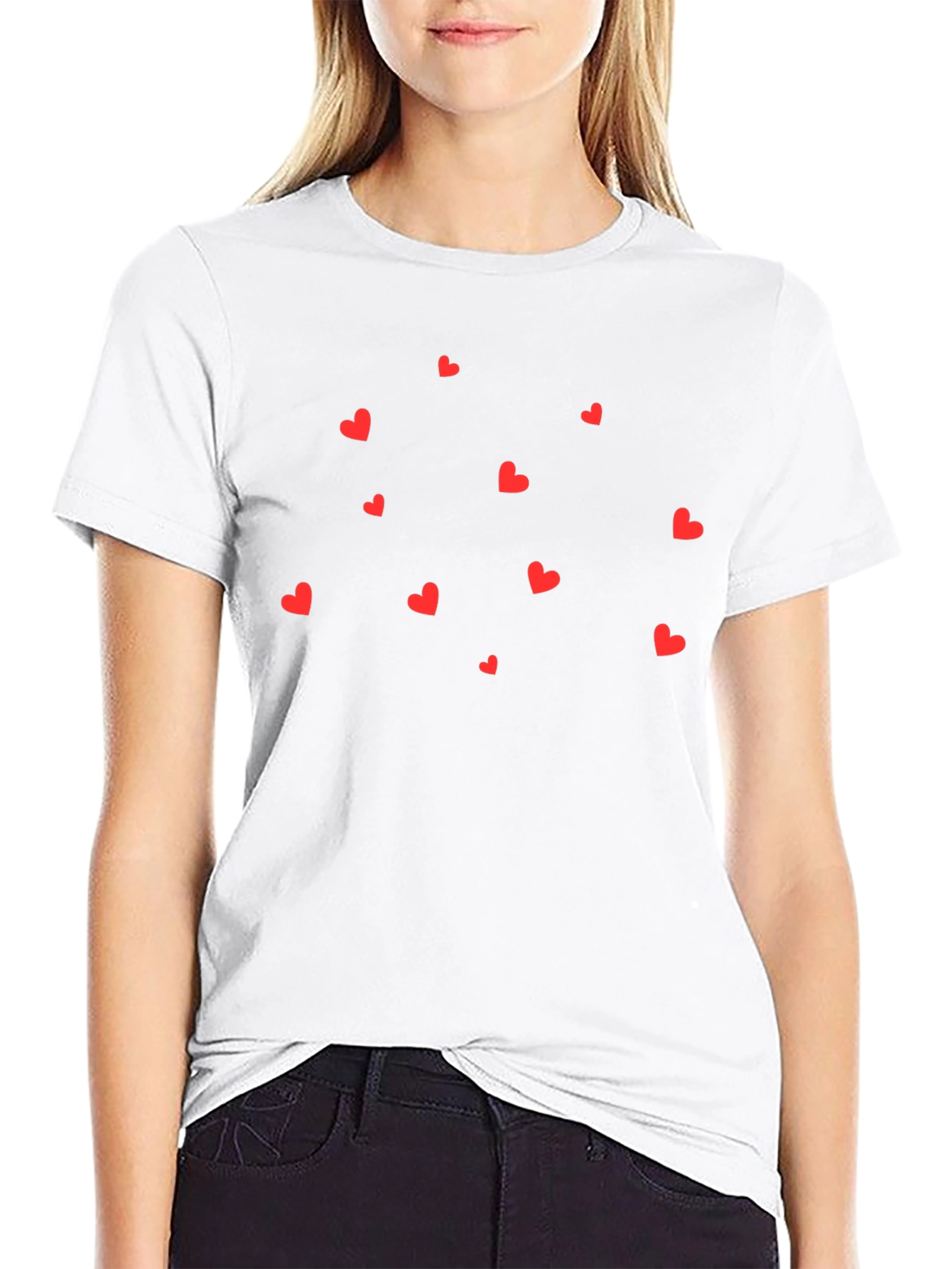 Black T-Shirt with Red Hearts