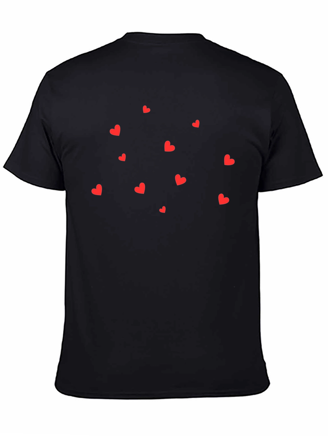 Black T-Shirt with Red Hearts