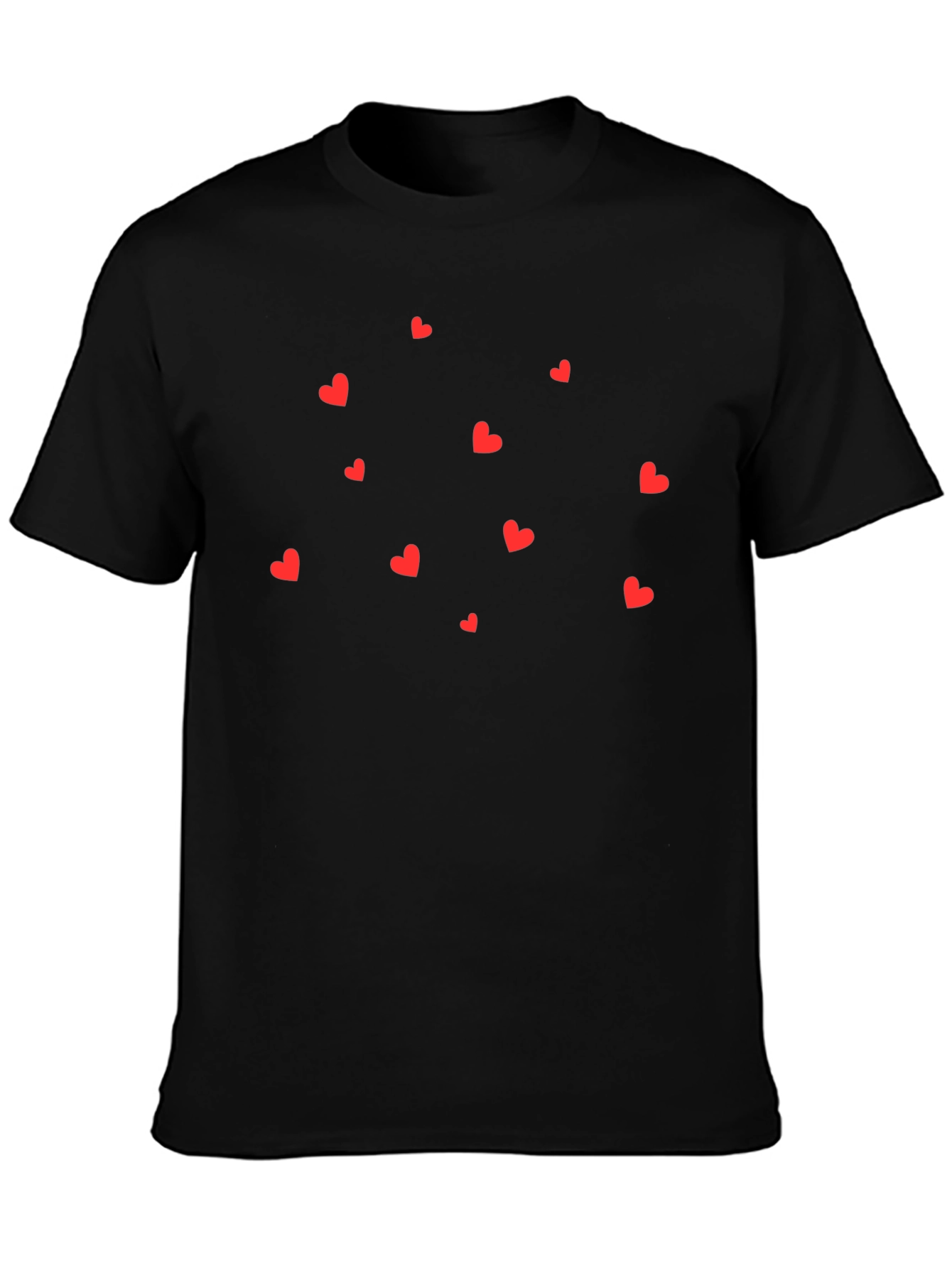 Black T-Shirt with Red Hearts