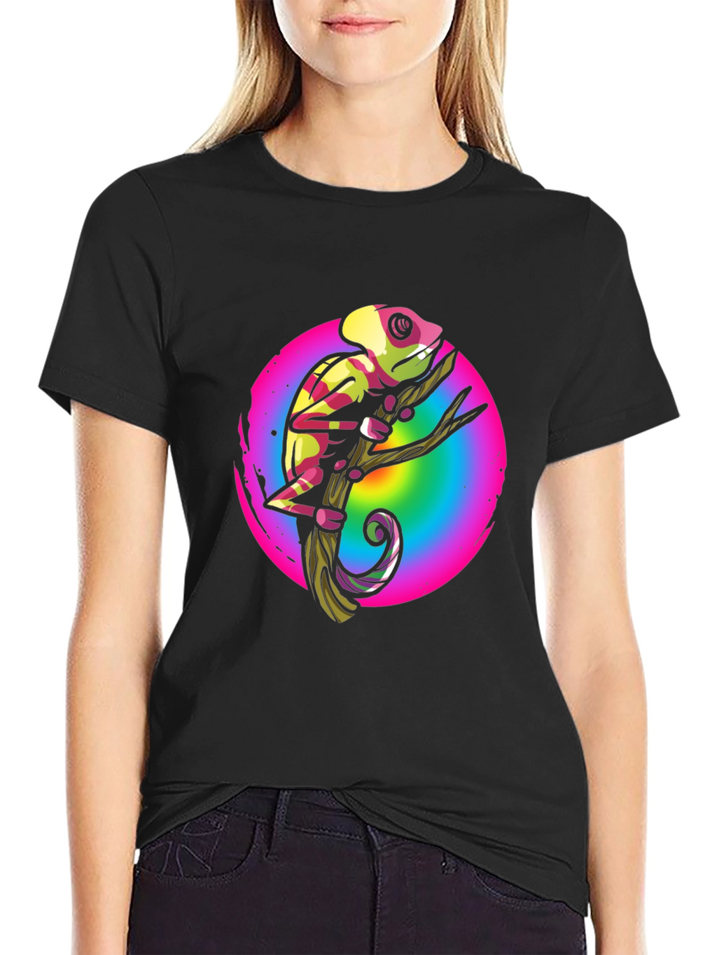 Rainbow Chameleon Graphic T-Shirt