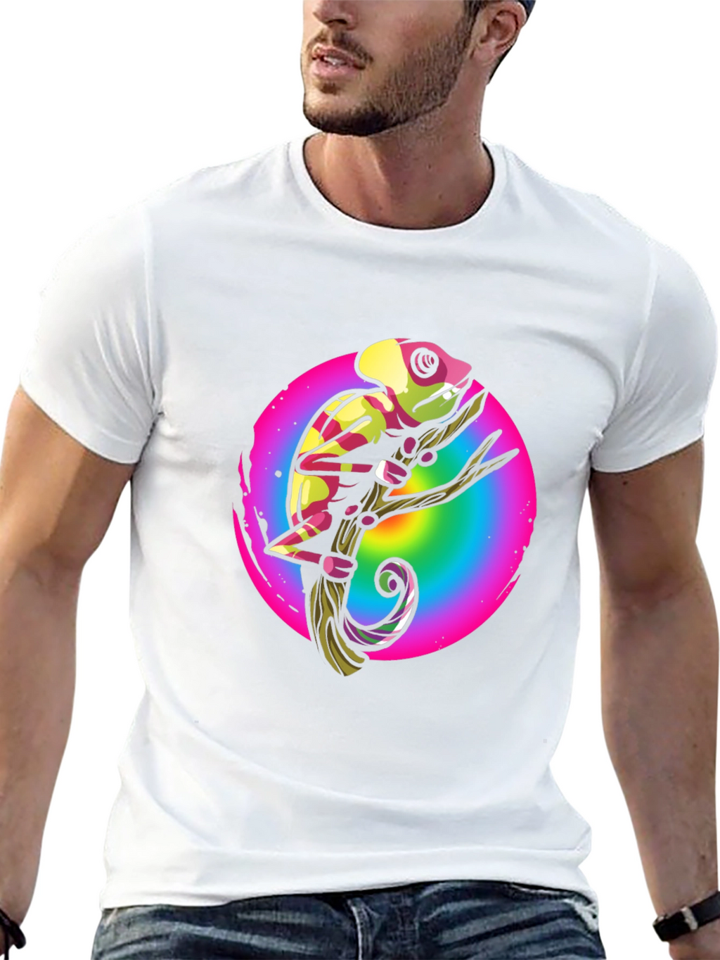 Rainbow Chameleon Graphic T-Shirt