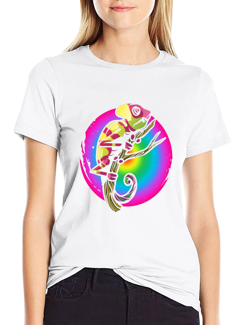 Rainbow Chameleon Graphic T-Shirt