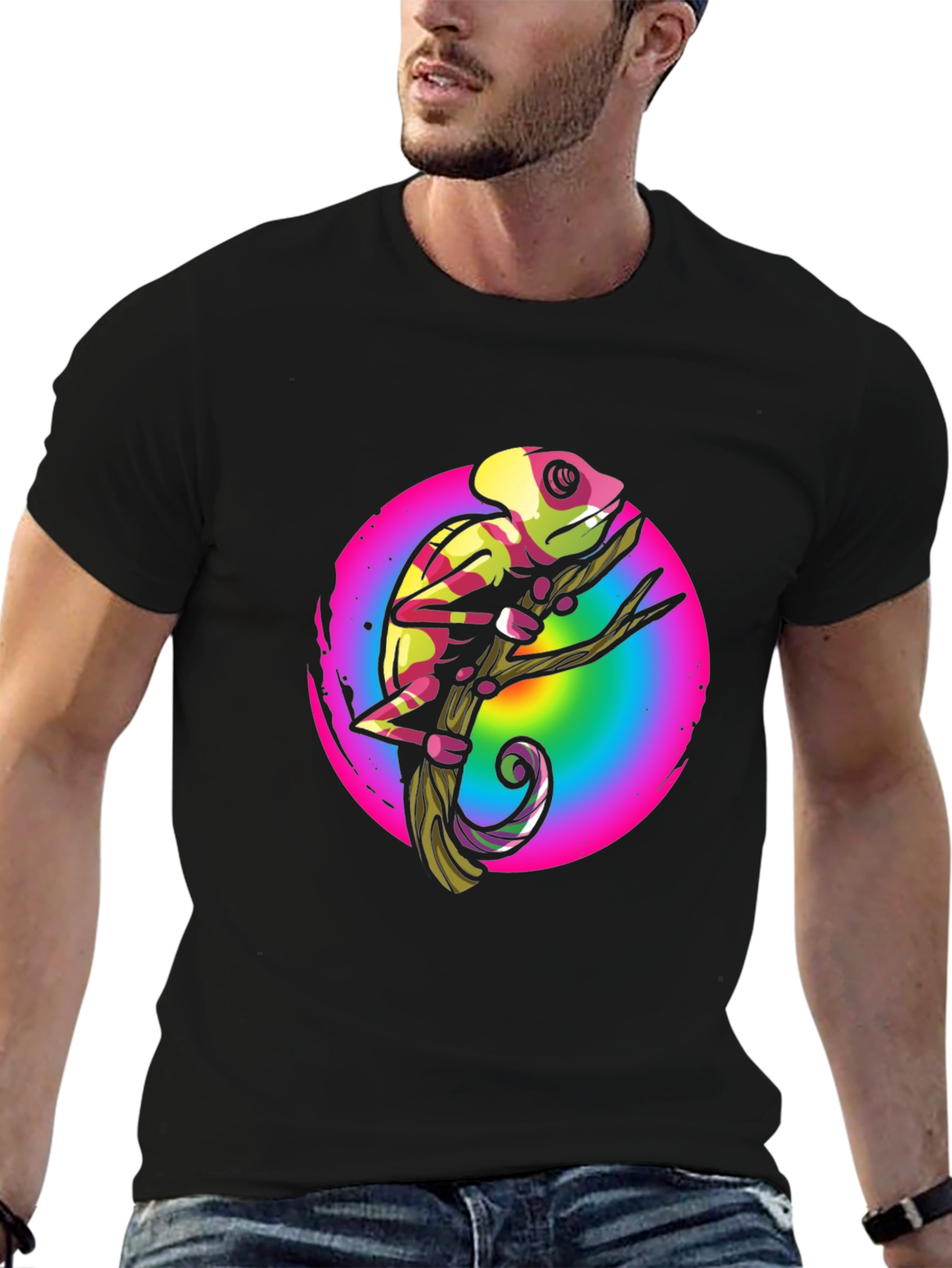 Rainbow Chameleon Graphic T-Shirt