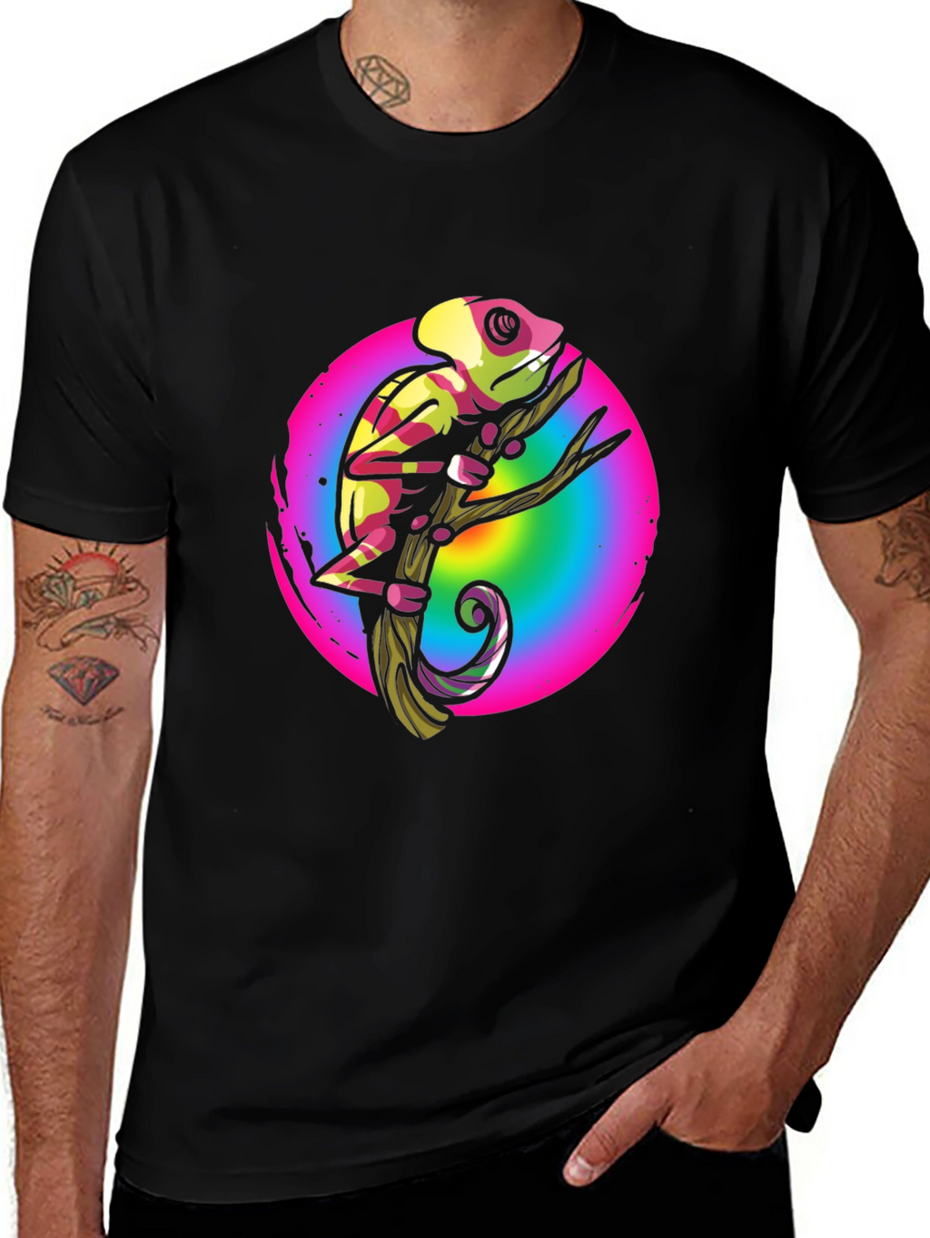 Rainbow Chameleon Graphic T-Shirt