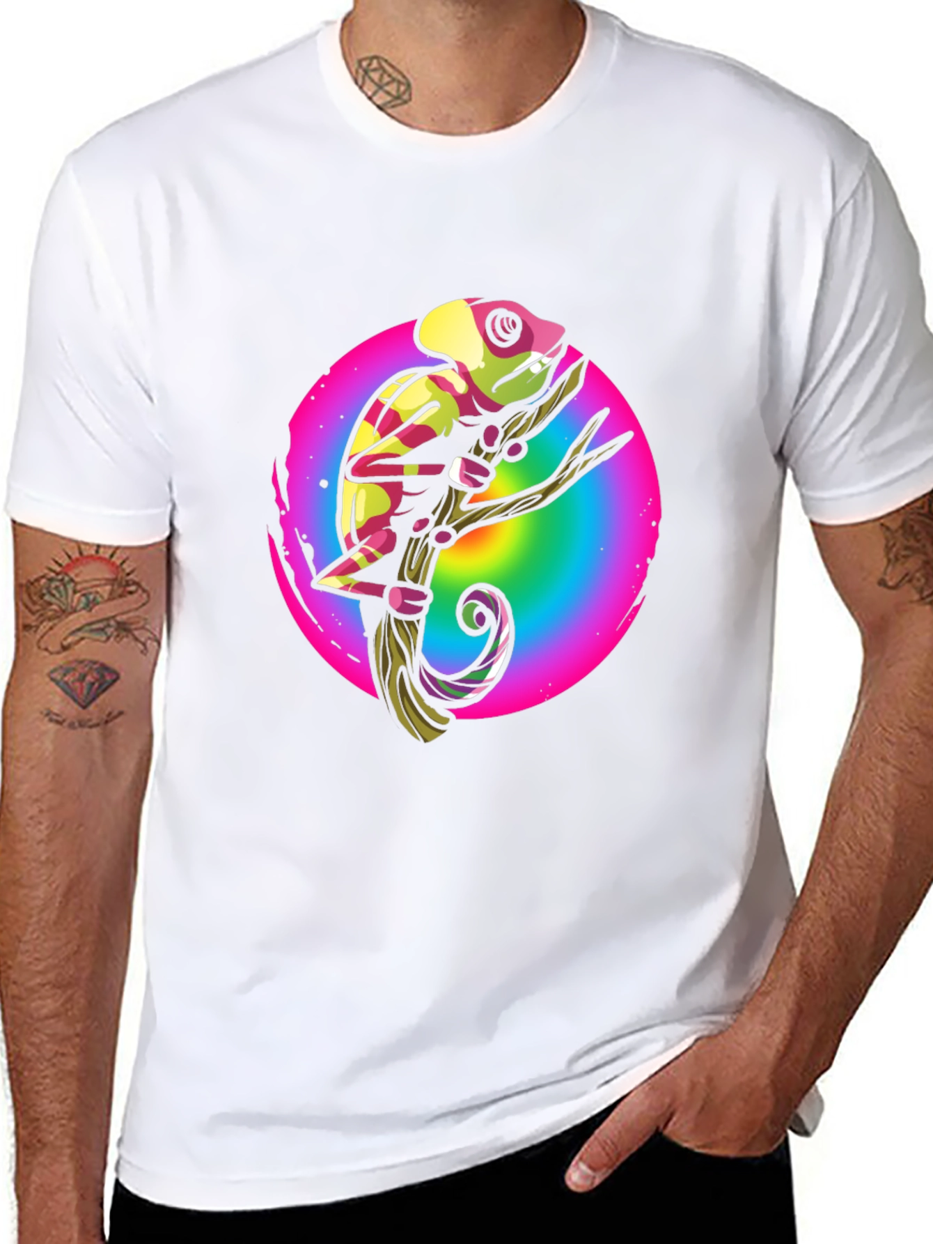 Rainbow Chameleon Graphic T-Shirt