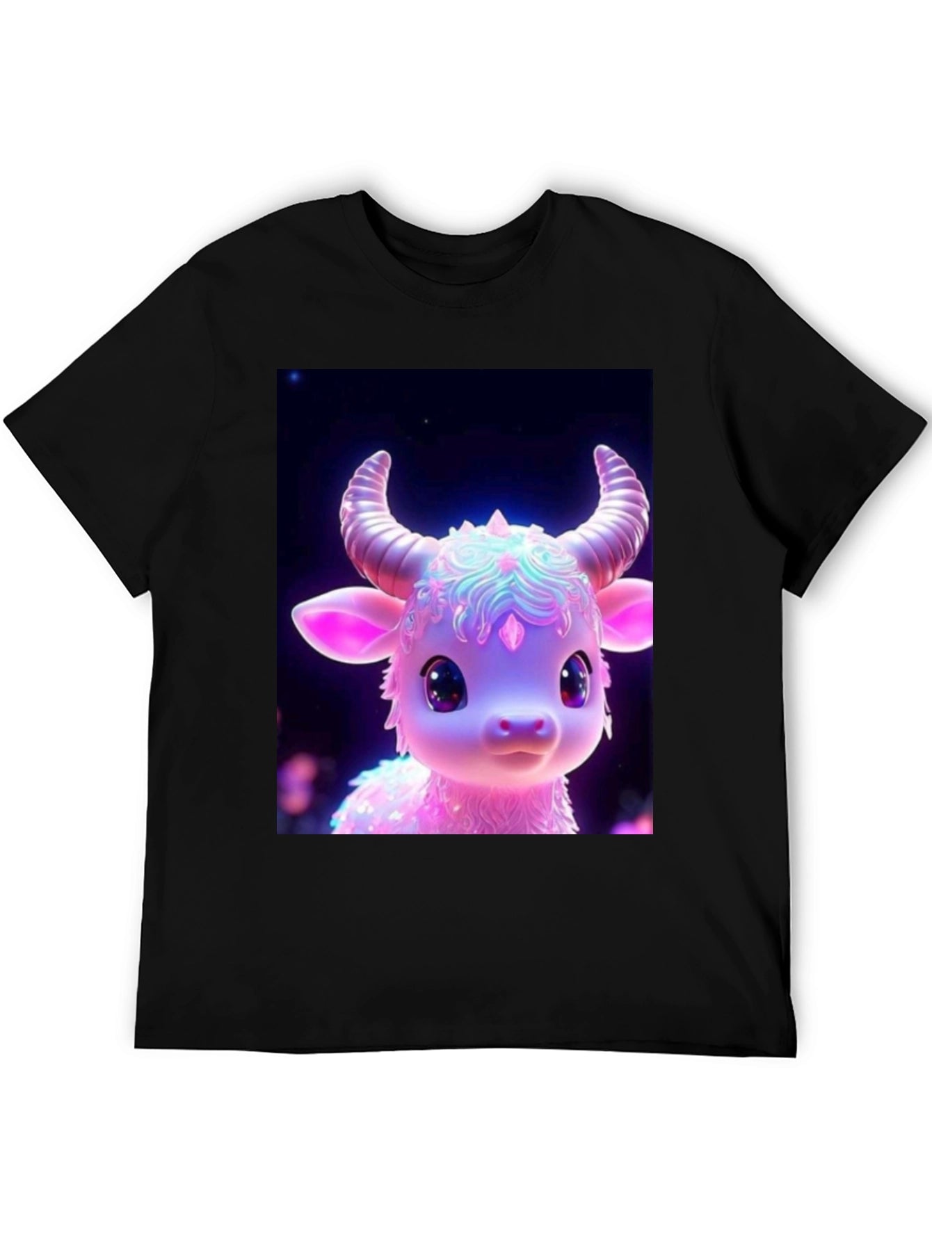 Cute Cartoon Cow Graphic Tee - Black