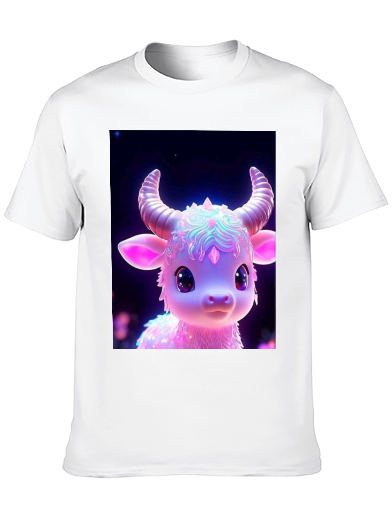 Cute Cartoon Cow Graphic Tee - Black