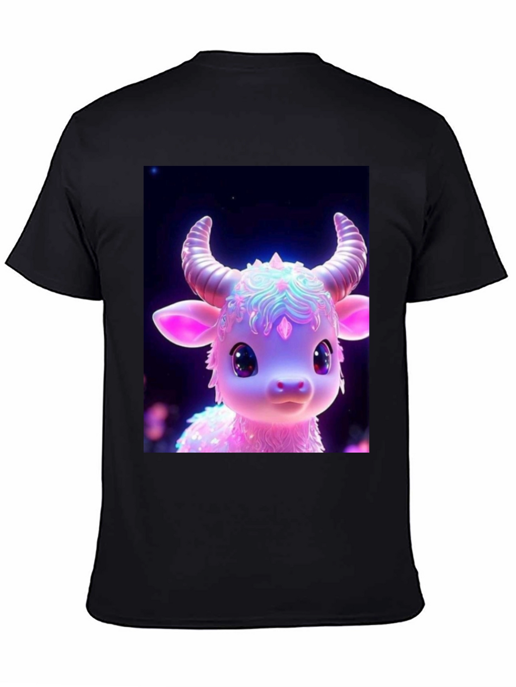 Cute Cartoon Cow Graphic Tee - Black
