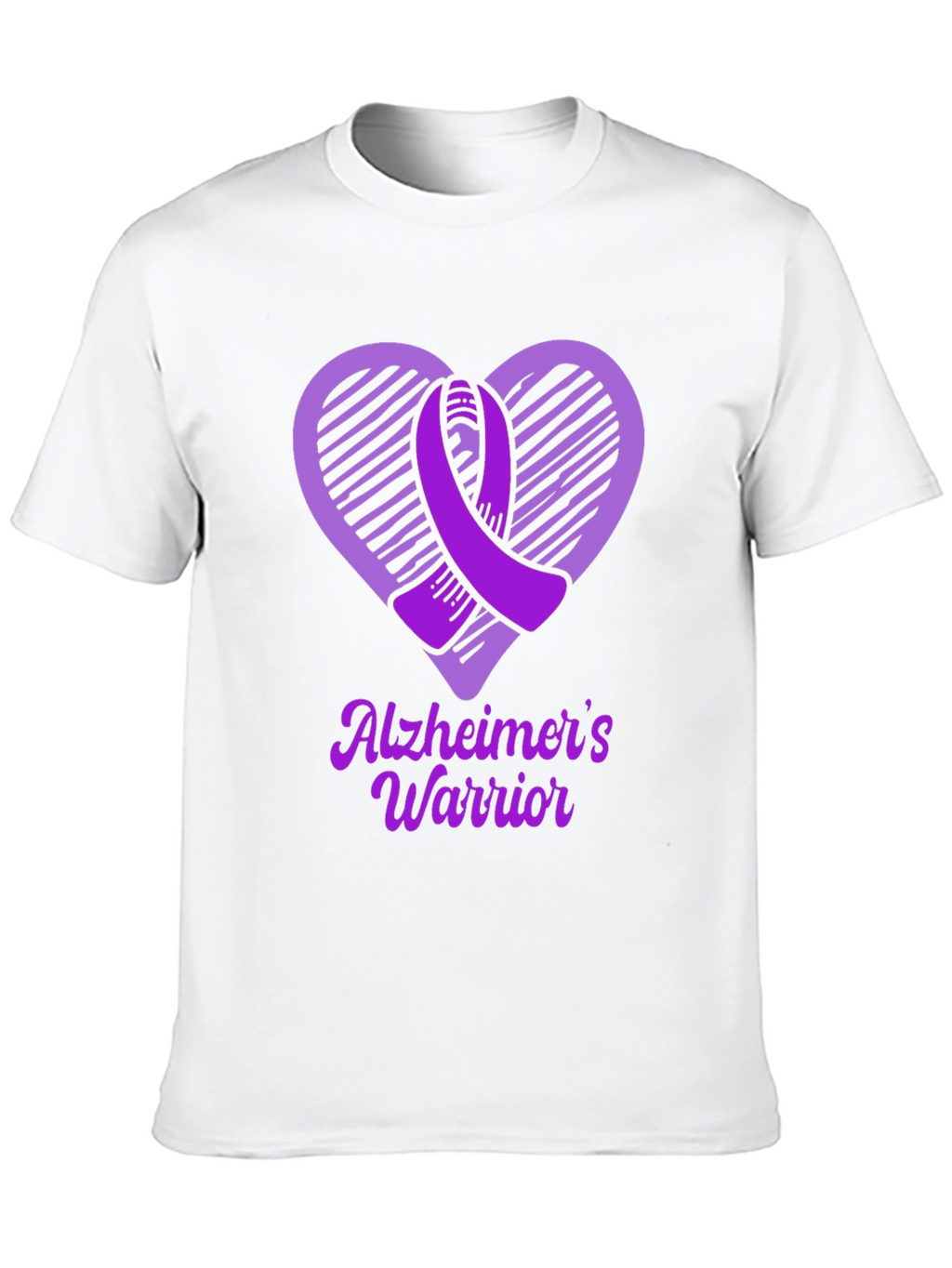 Alzheimers Warrior Awareness T-Shirt Purple Ribbon Heart