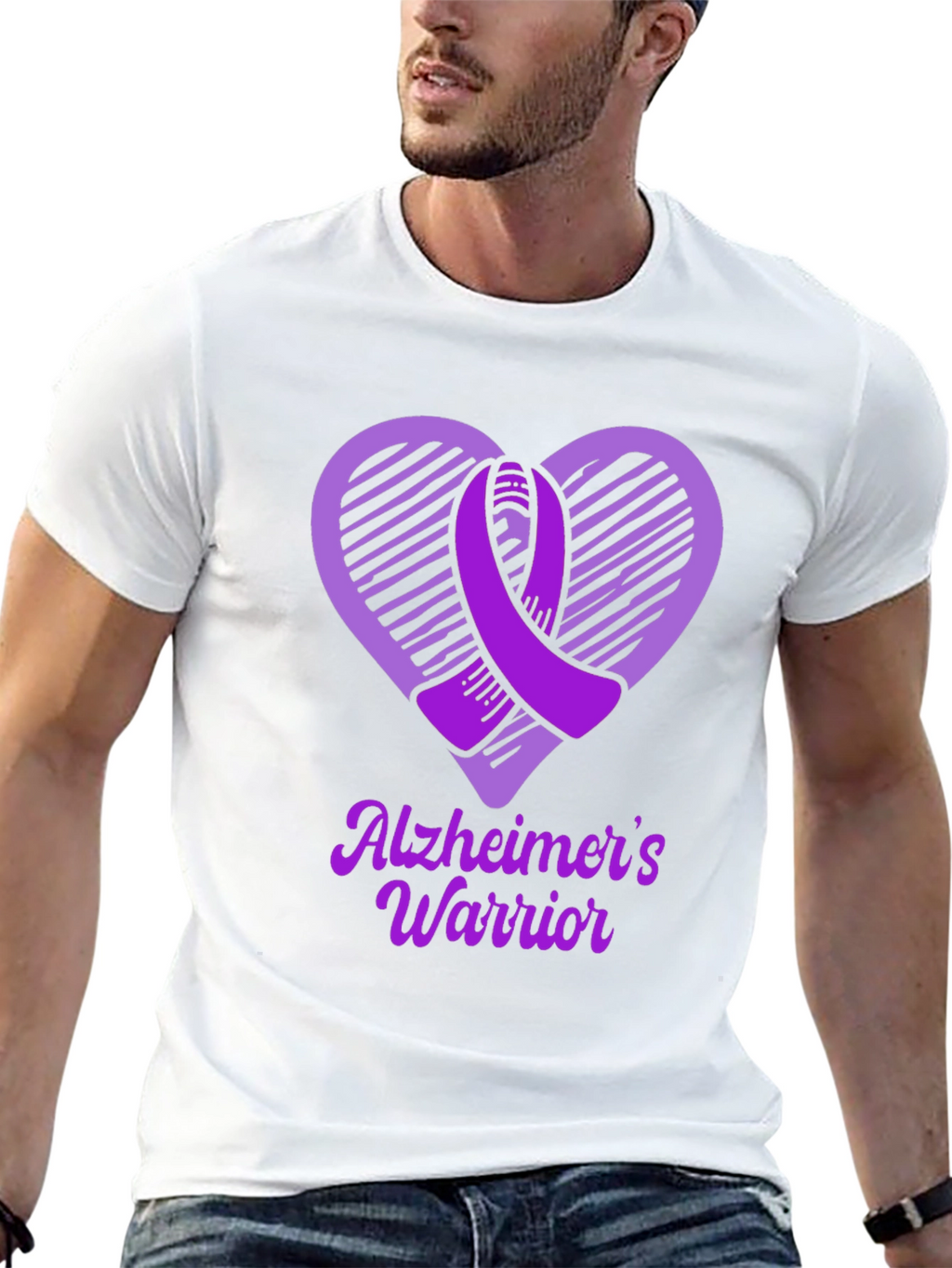 Alzheimers Warrior Awareness T-Shirt Purple Ribbon Heart