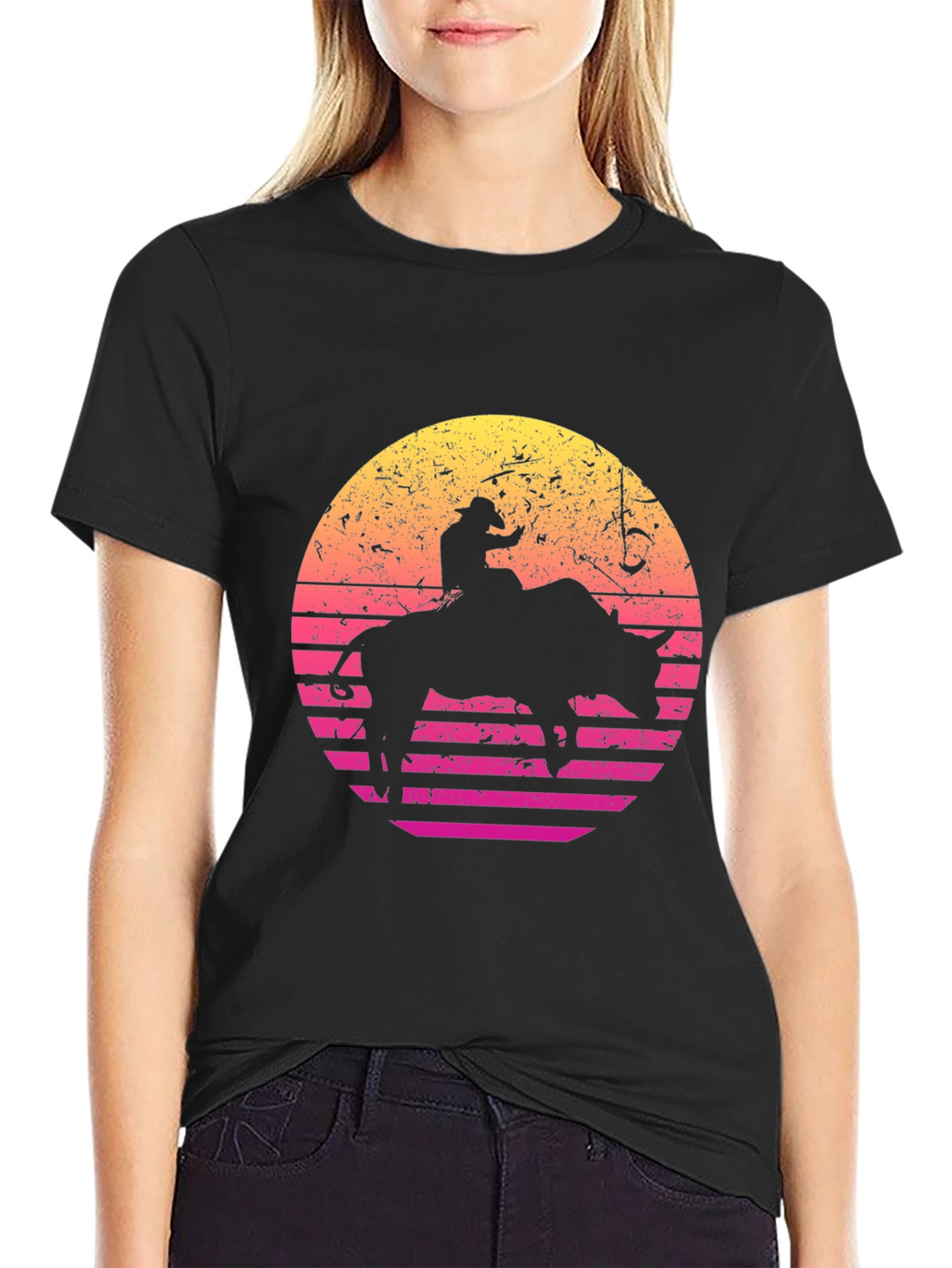 Retro Rodeo Bull Rider Graphic T-Shirt