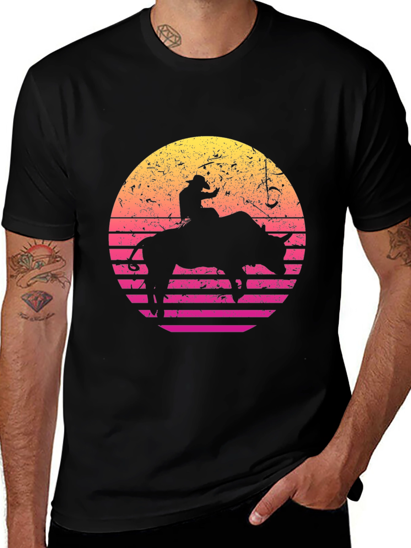 Retro Rodeo Bull Rider Graphic T-Shirt