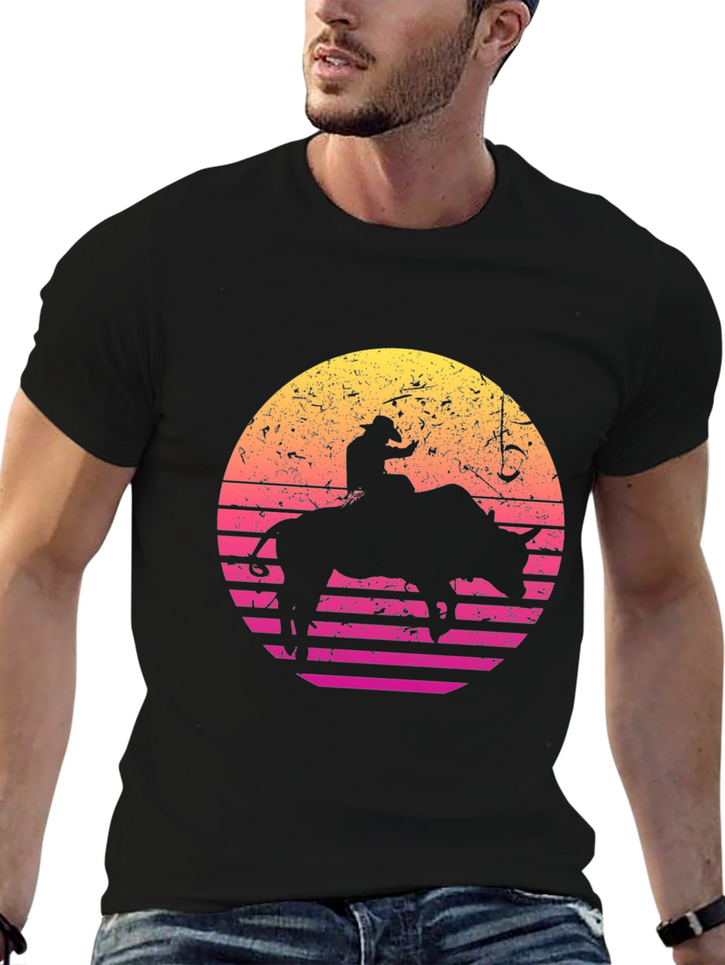 Retro Rodeo Bull Rider Graphic T-Shirt