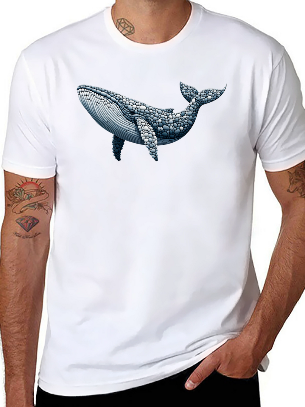 Whale Graphic Print Black T-Shirt