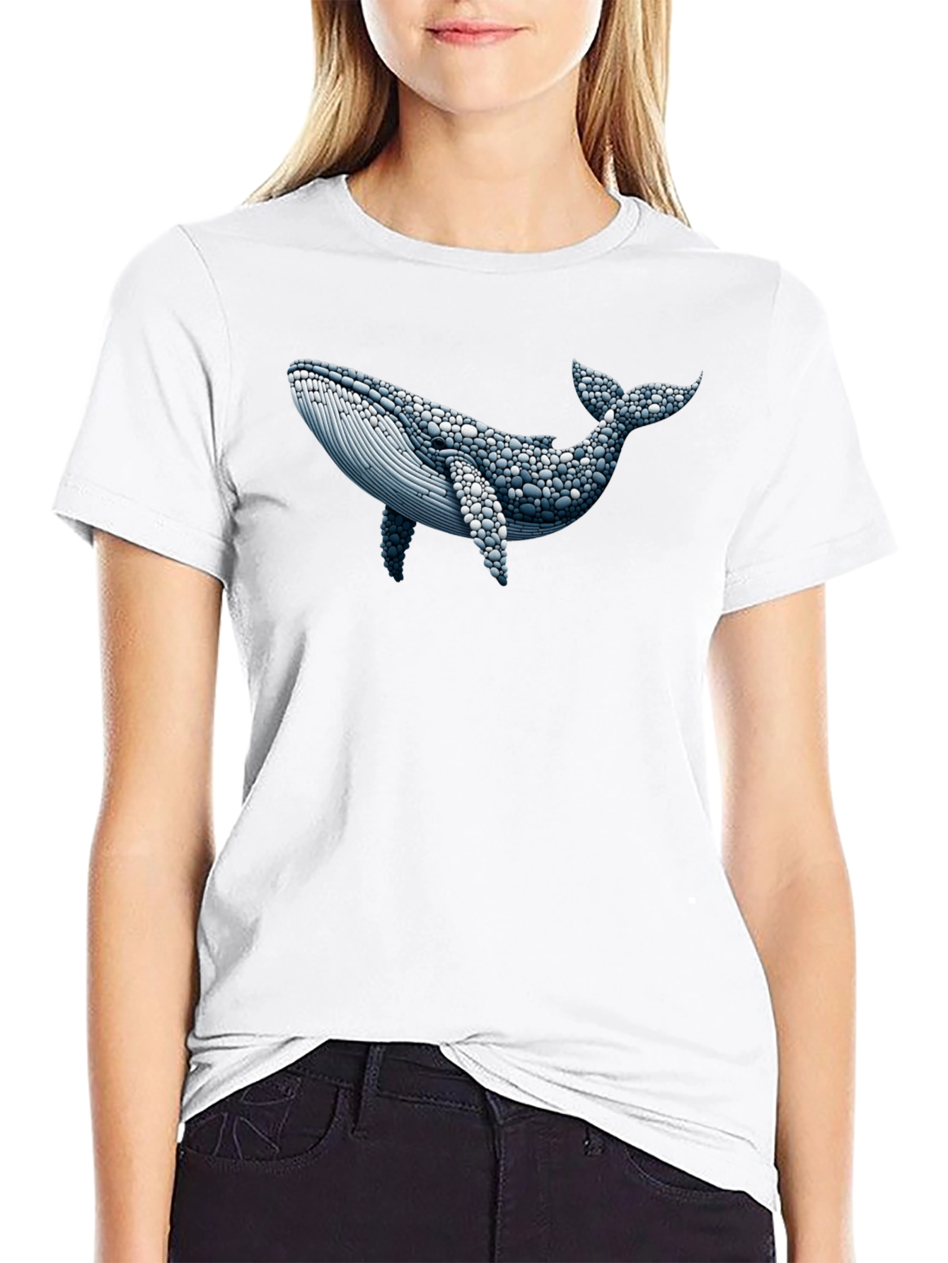 Whale Graphic Print Black T-Shirt