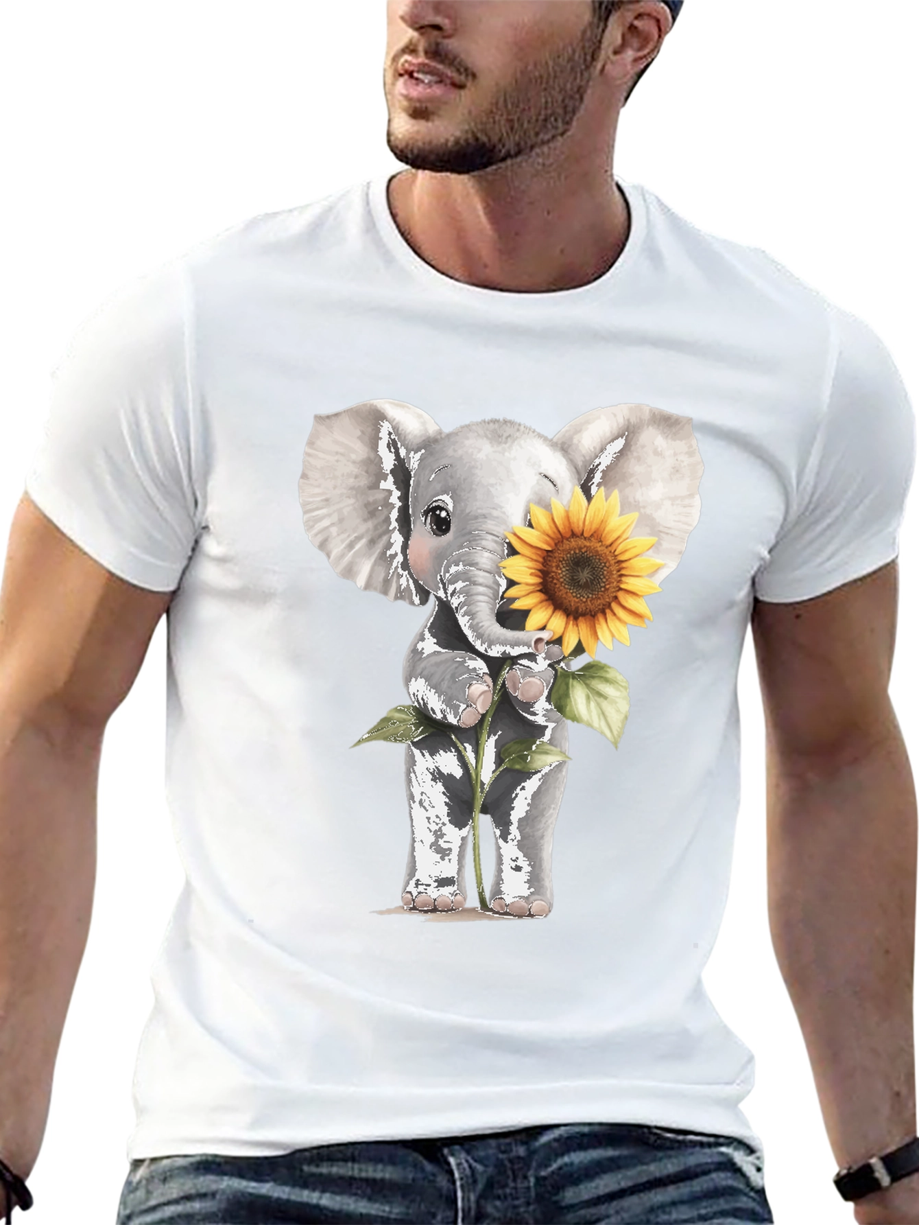 Elephant & Sunflower Graphic Tee