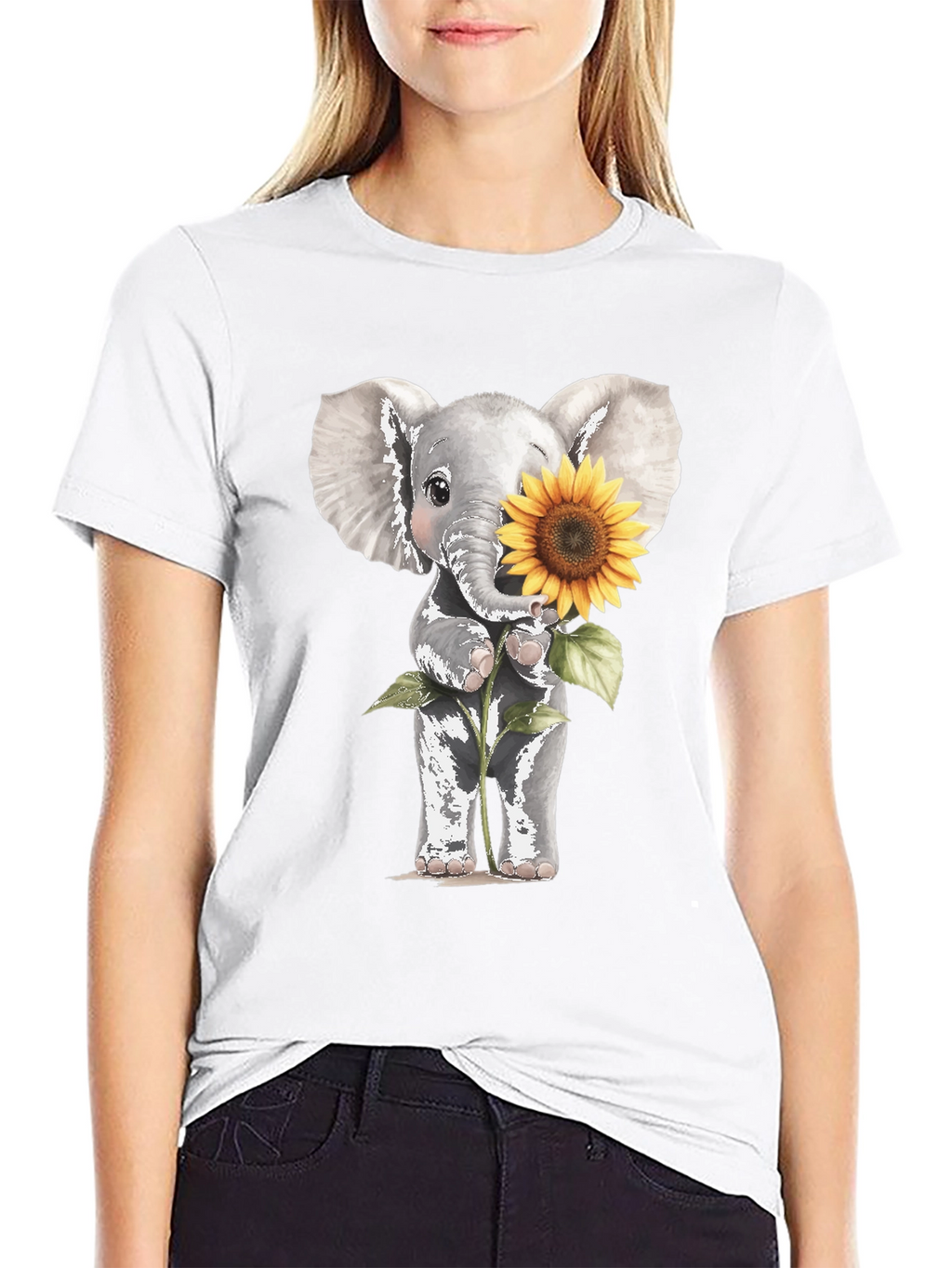 Elephant & Sunflower Graphic Tee
