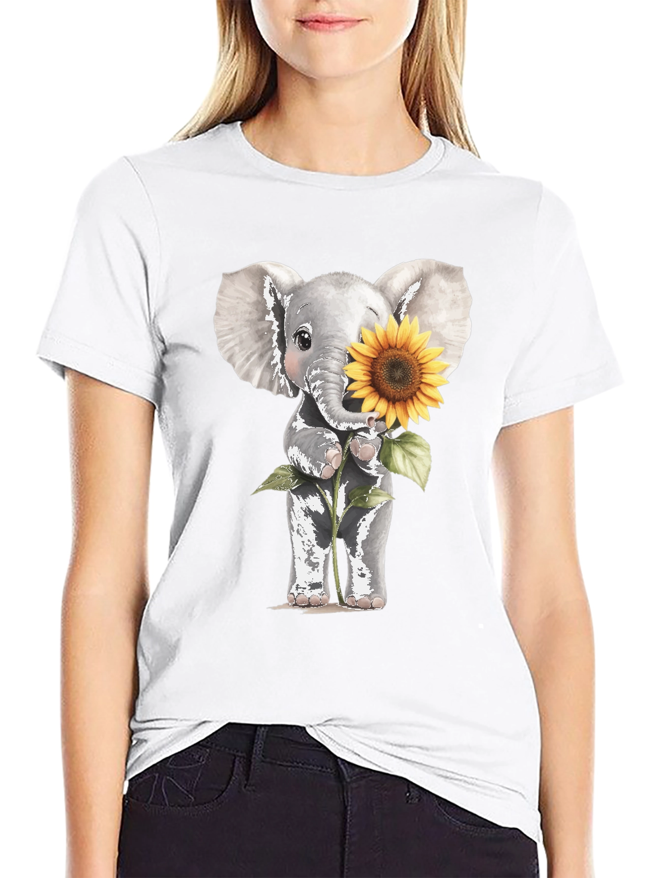 Elephant & Sunflower Graphic Tee