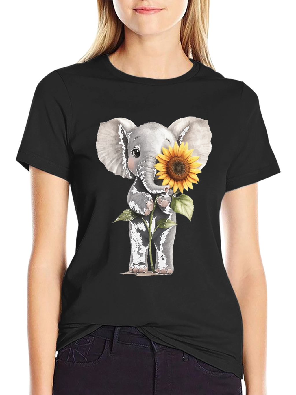 Elephant & Sunflower Graphic Tee