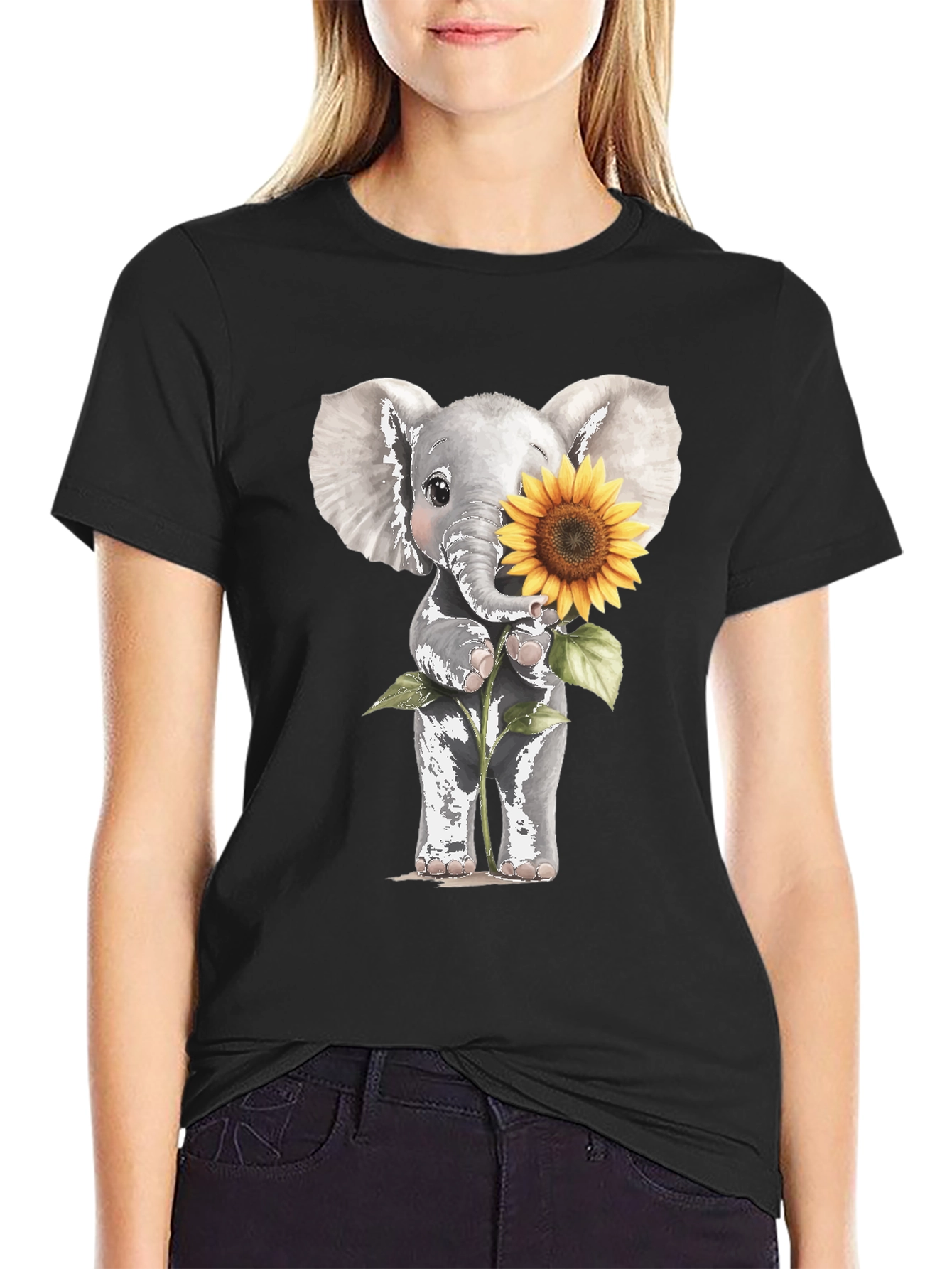 Elephant & Sunflower Graphic Tee