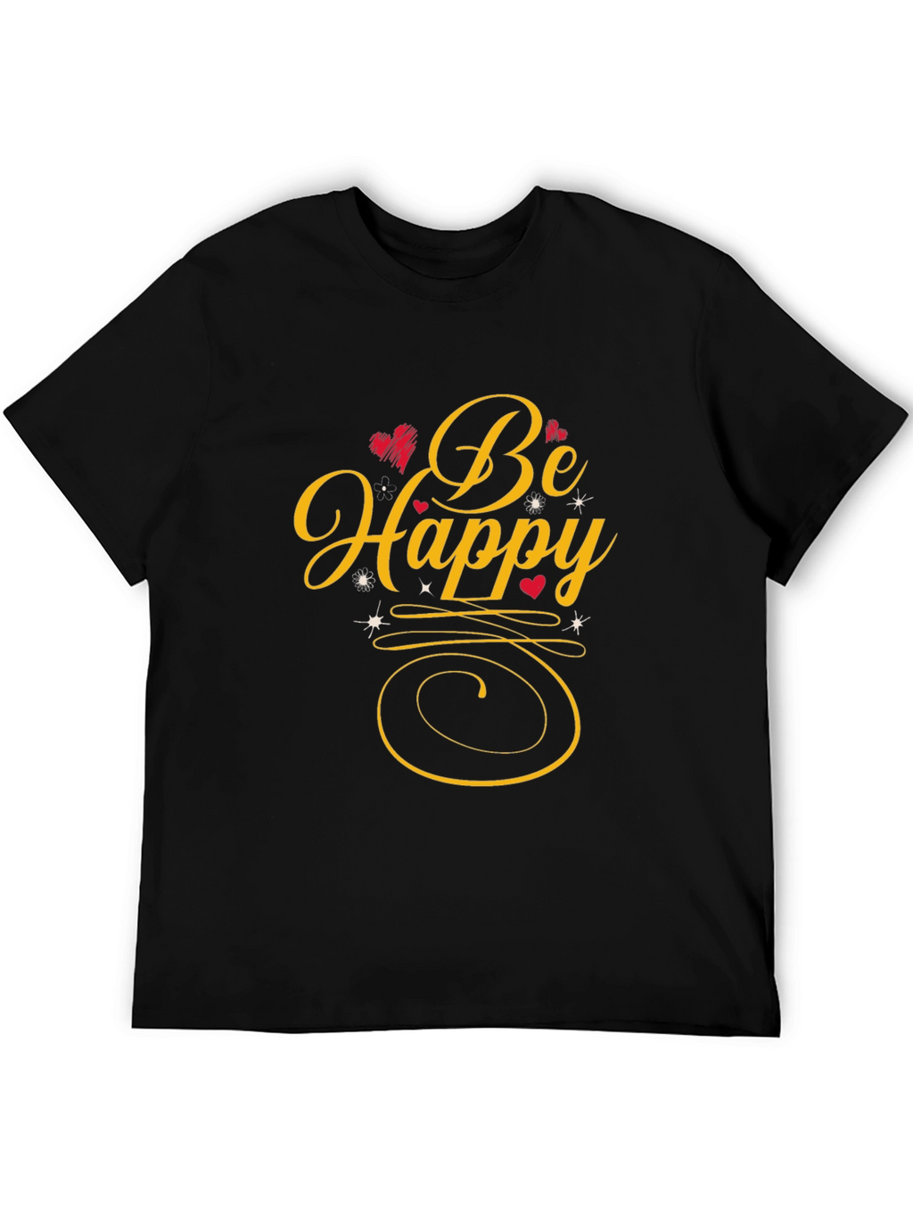 Be Happy Graphic Tee - Black Casual Shirt