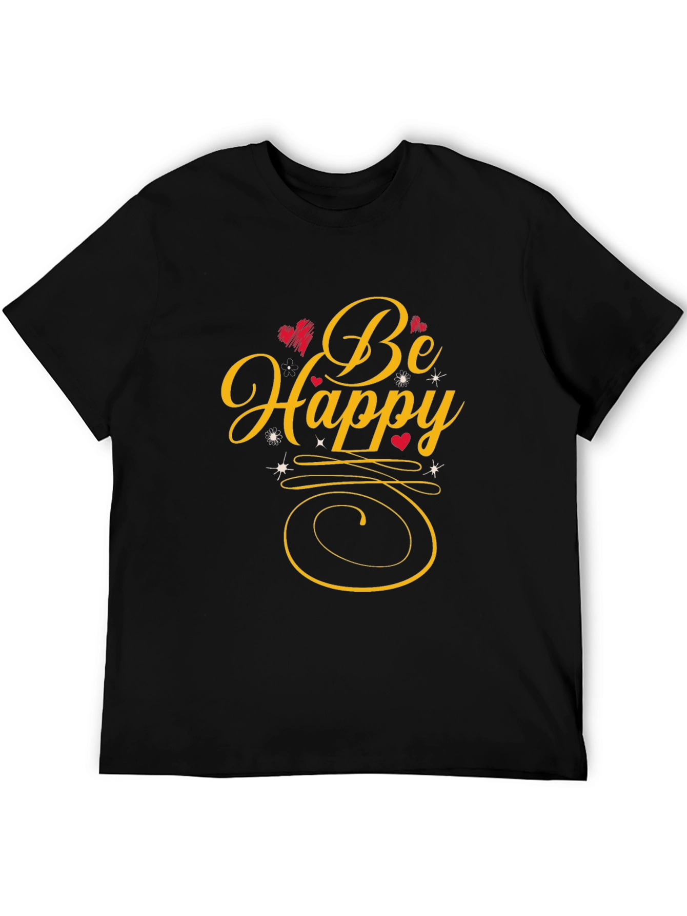 Be Happy Graphic Tee - Black Casual Shirt