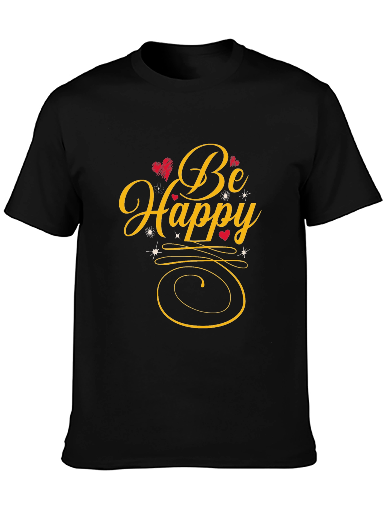 Be Happy Graphic Tee - Black Casual Shirt