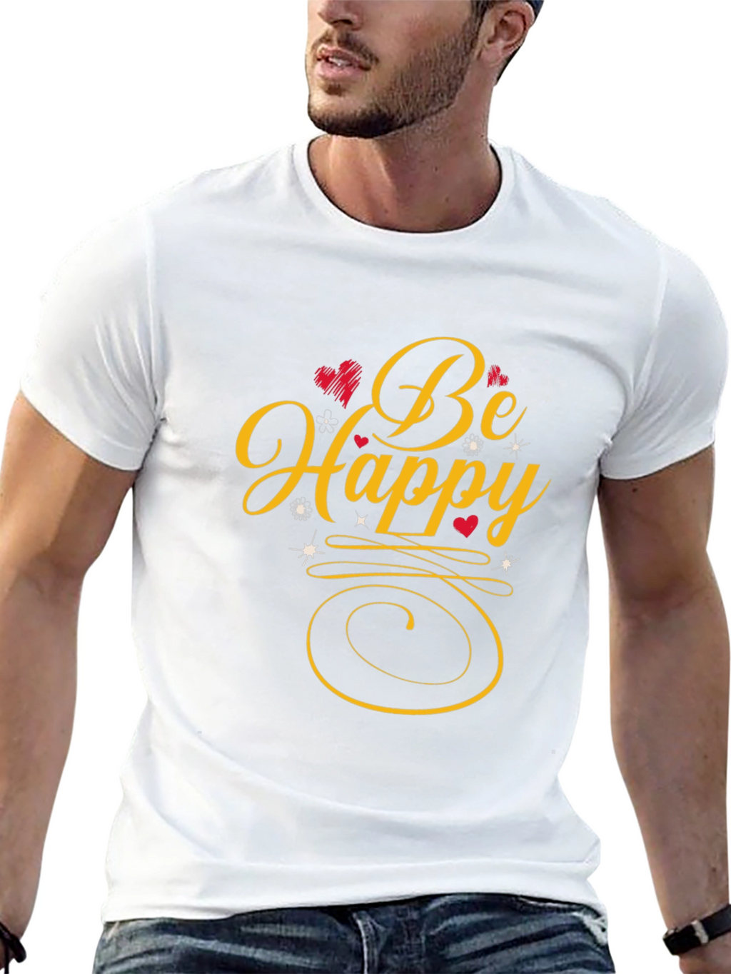 Be Happy Graphic Tee - Black Casual Shirt