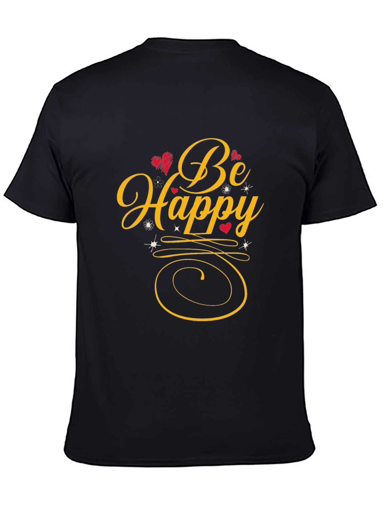Be Happy Graphic Tee - Black Casual Shirt
