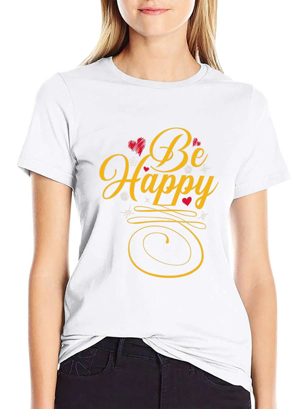 Be Happy Graphic Tee - Black Casual Shirt