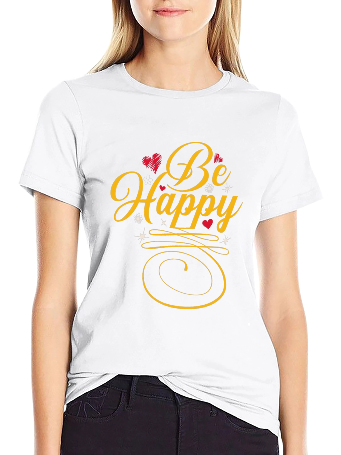 Be Happy Graphic Tee - Black Casual Shirt