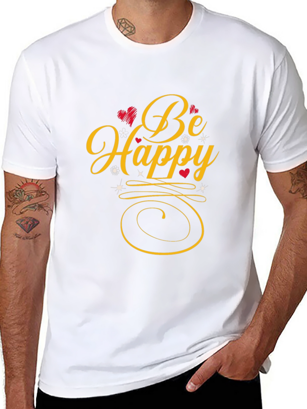 Be Happy Graphic Tee - Black Casual Shirt