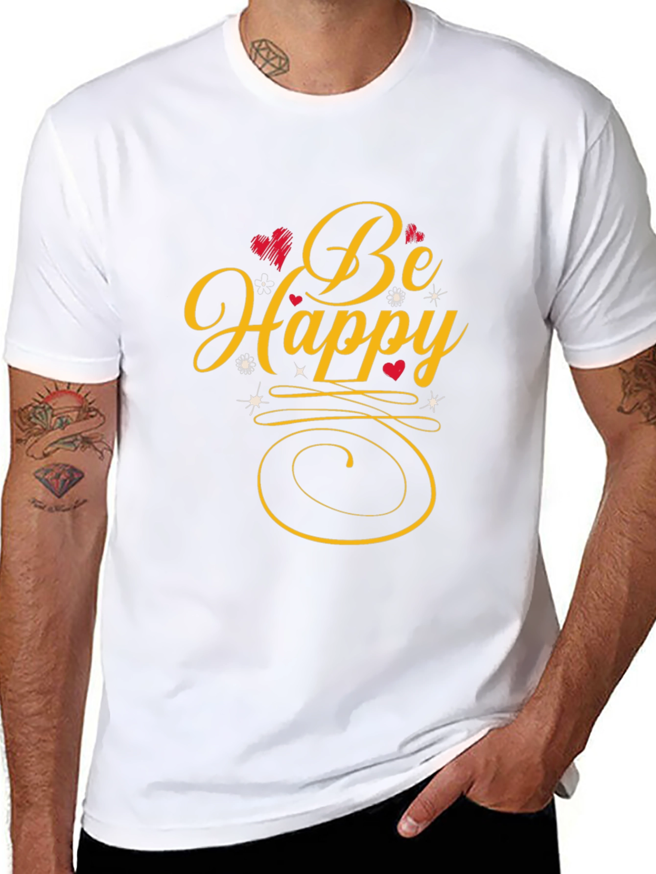 Be Happy Graphic Tee - Black Casual Shirt