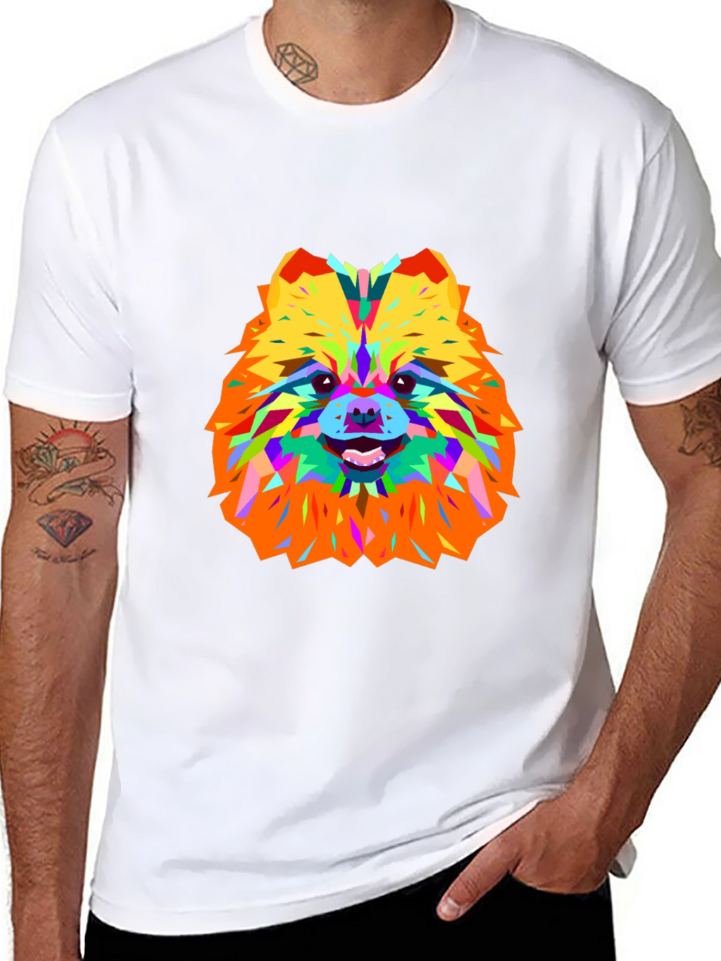 Geometric Dog Art Black T-Shirt