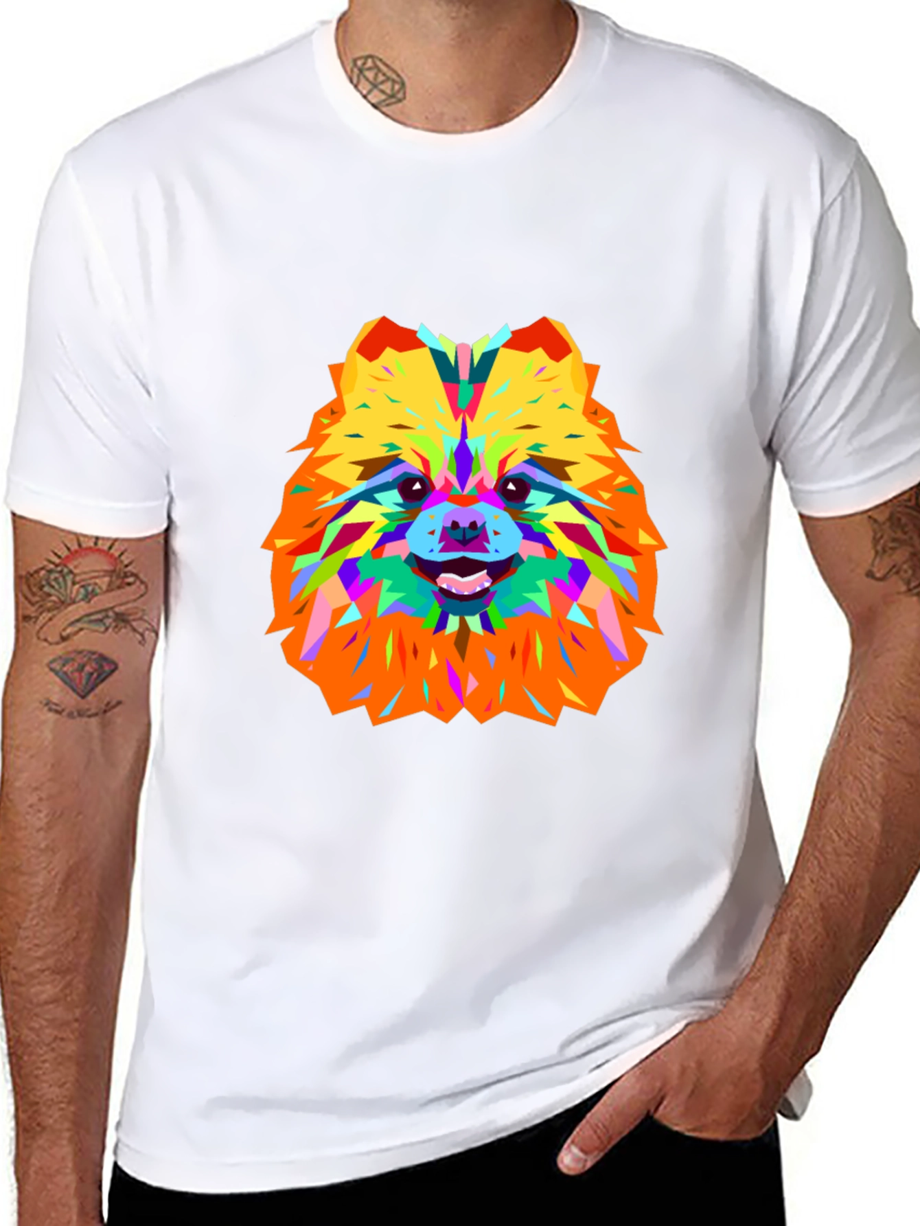 Geometric Dog Art Black T-Shirt