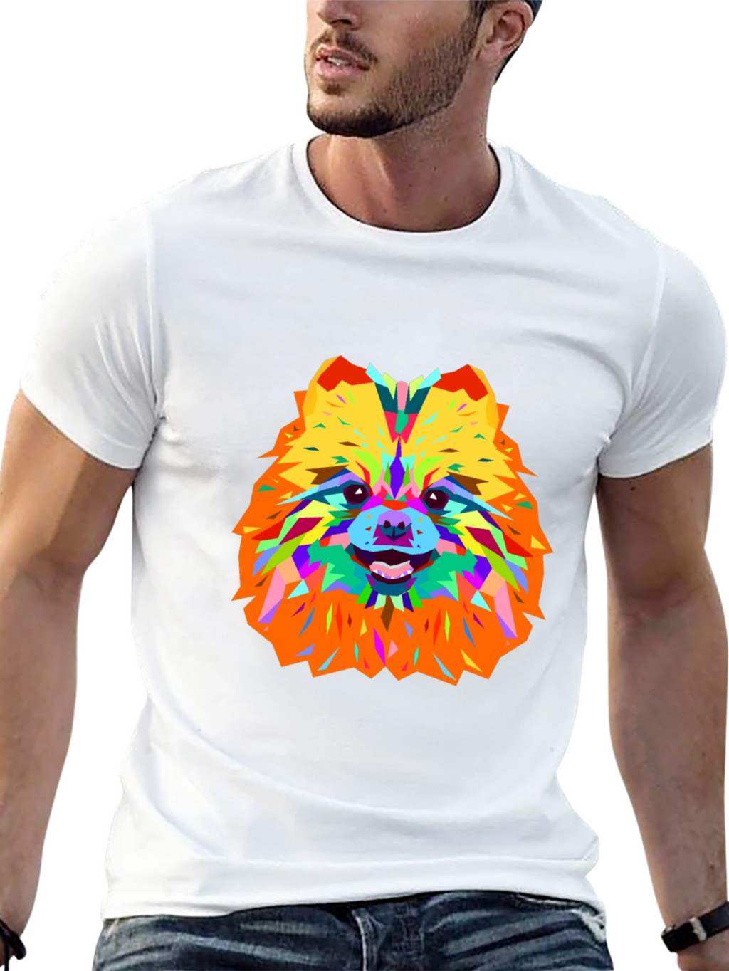 Geometric Dog Art Black T-Shirt