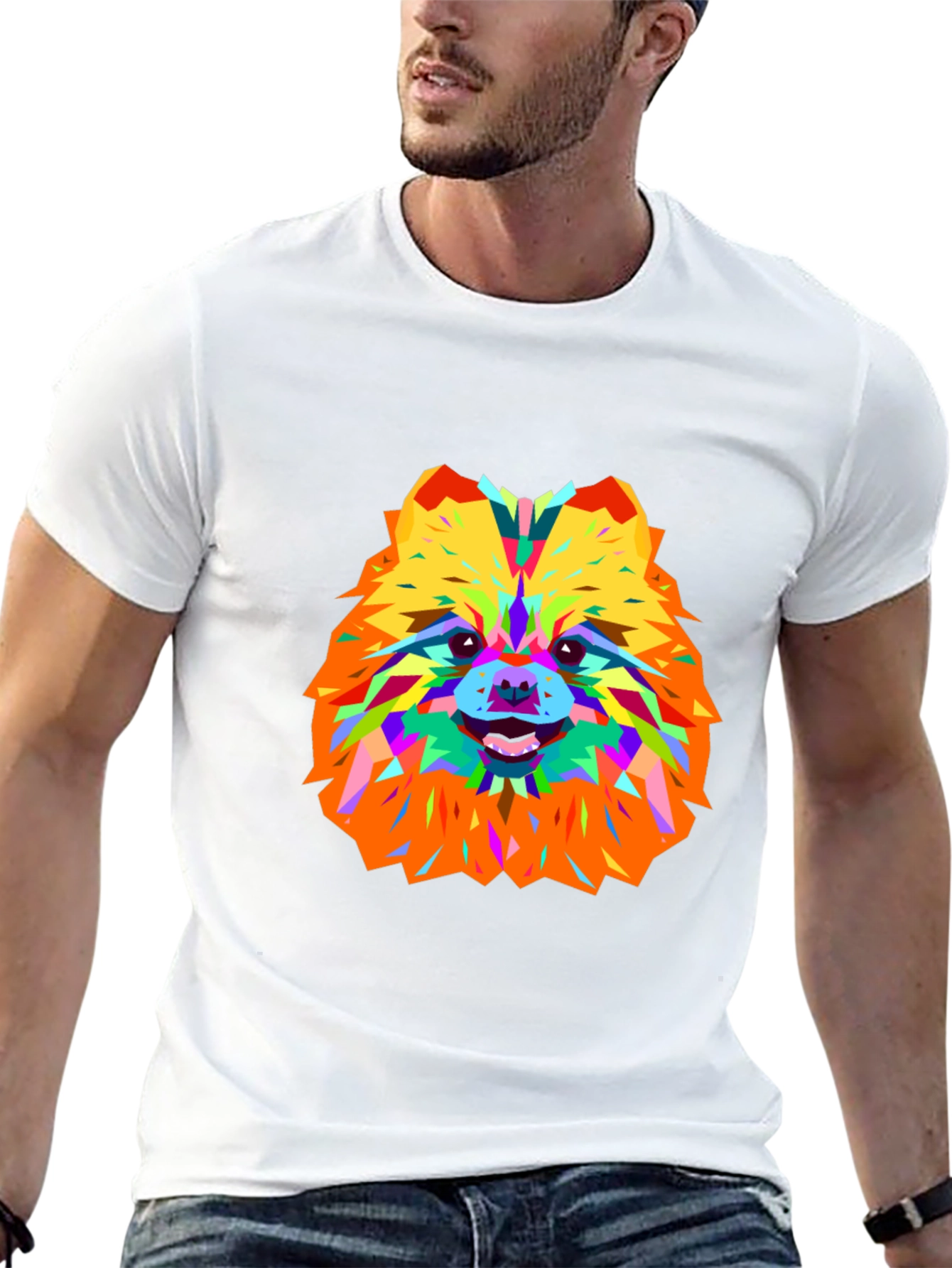 Geometric Dog Art Black T-Shirt
