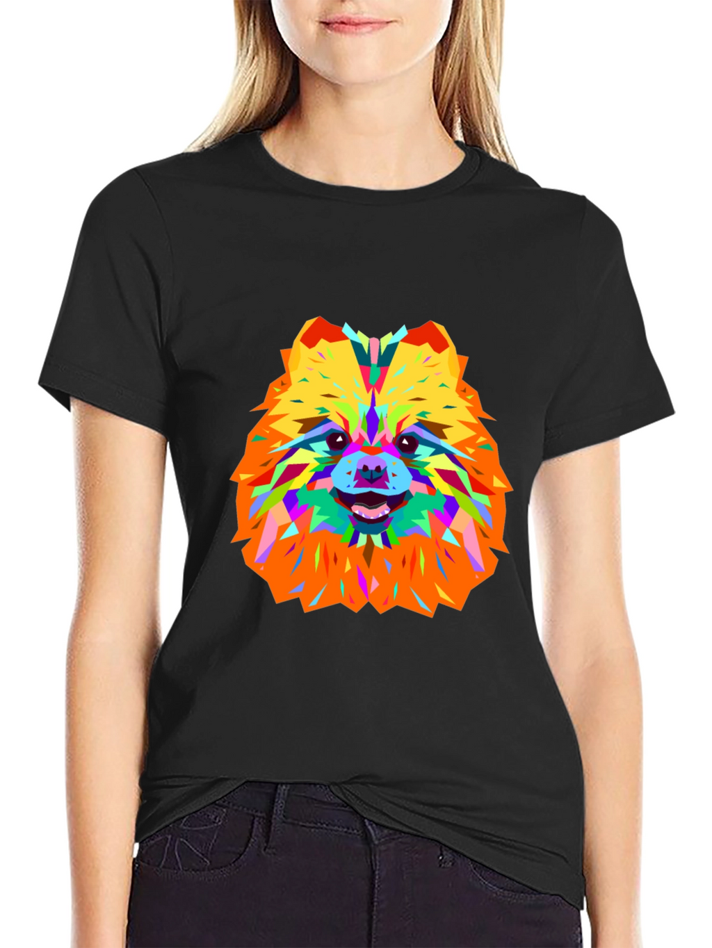 Geometric Dog Art Black T-Shirt