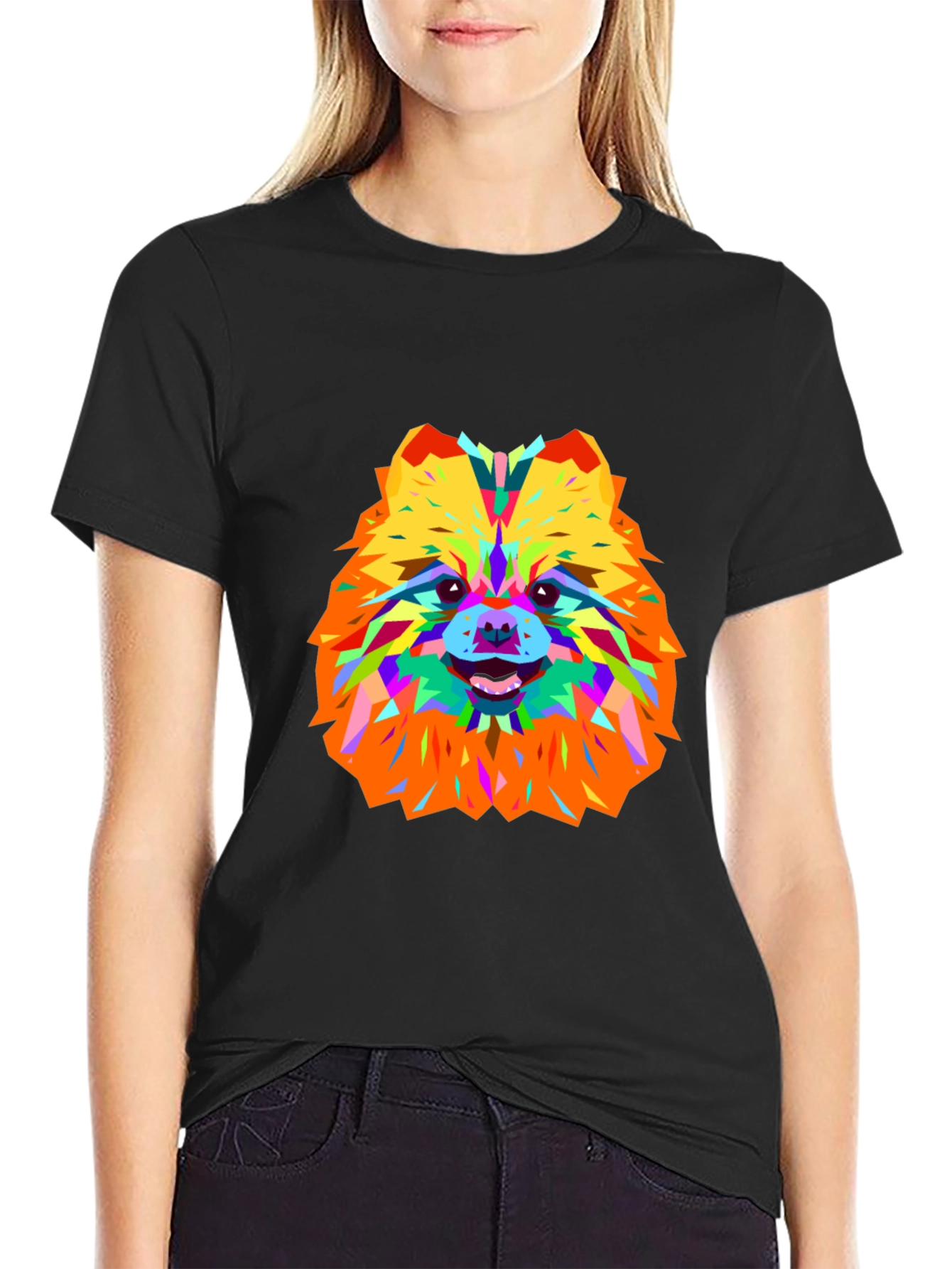 Geometric Dog Art Black T-Shirt
