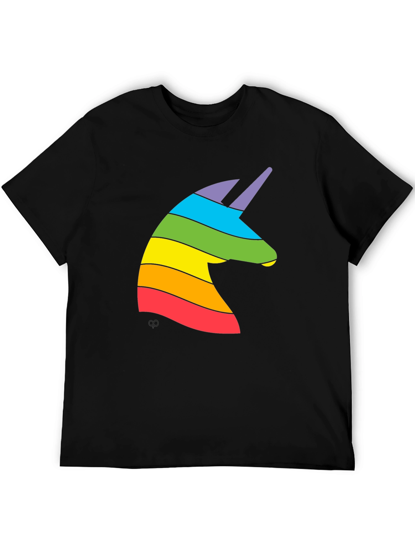 Rainbow Unicorn Graphic Tee - Black Cotton T-Shirt