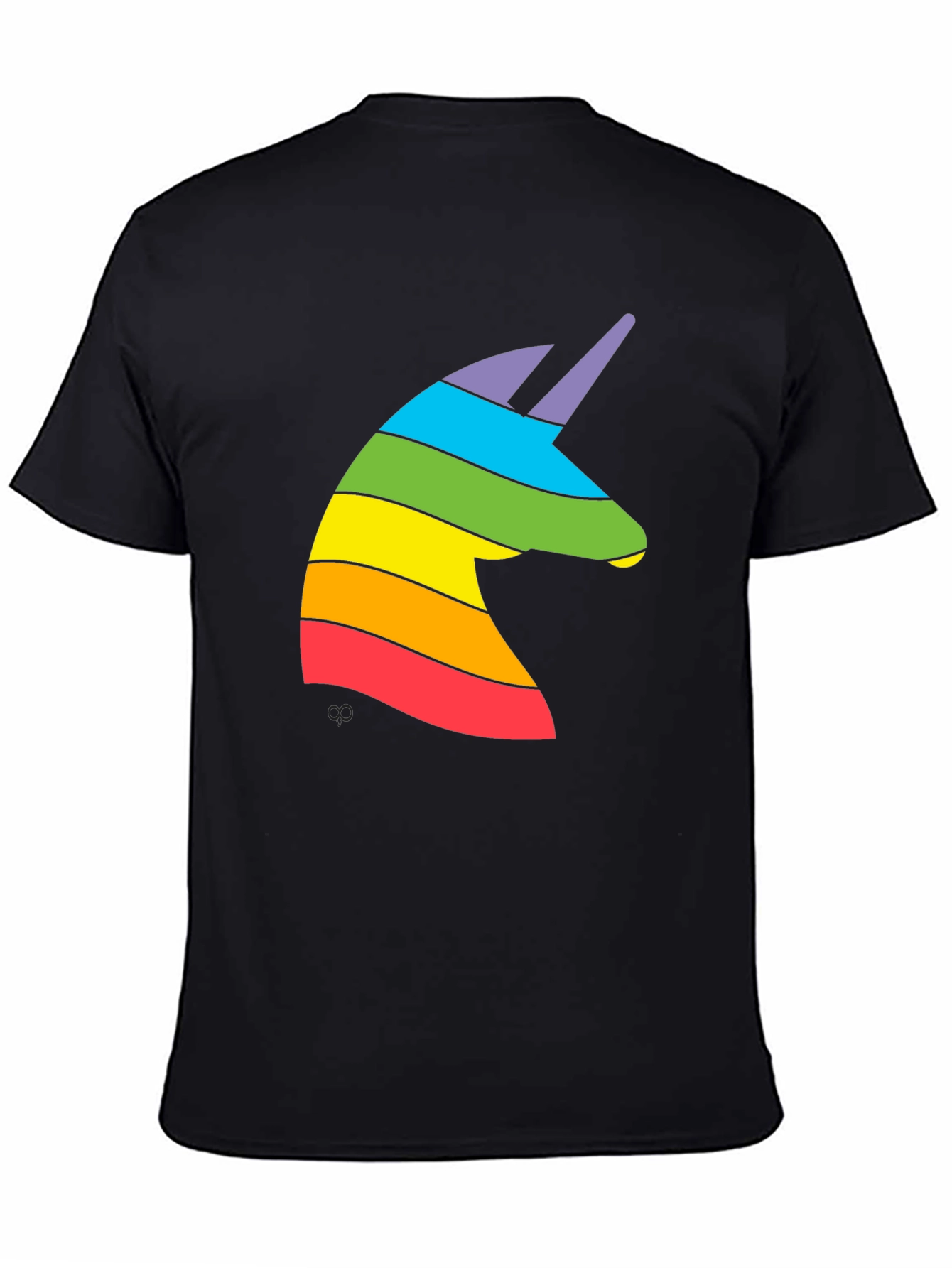 Rainbow Unicorn Graphic Tee - Black Cotton T-Shirt