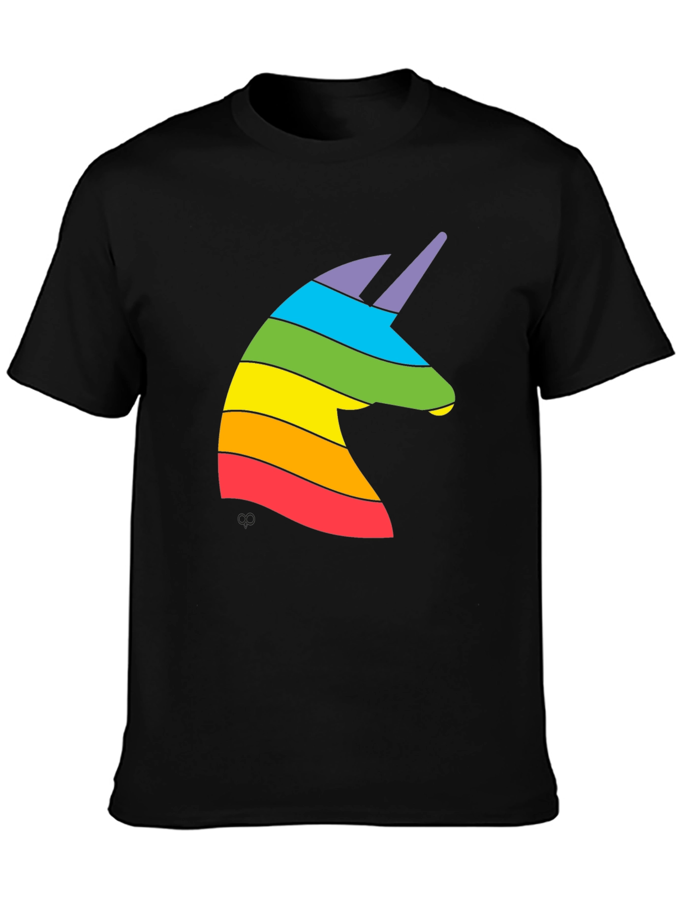 Rainbow Unicorn Graphic Tee - Black Cotton T-Shirt