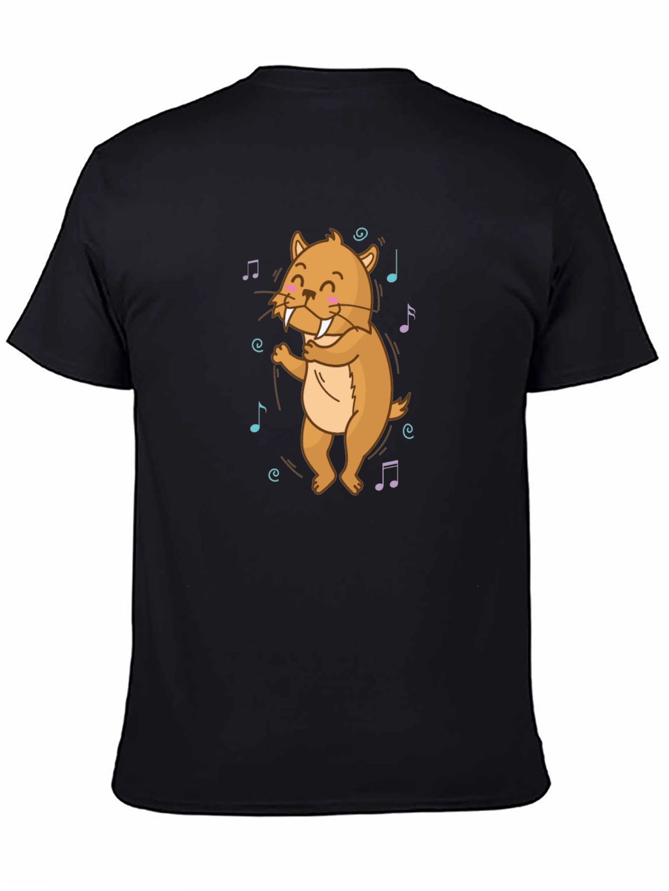 Dancing Walrus Music Notes Black T-Shirt