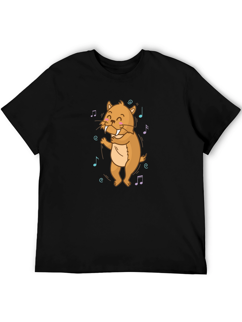 Dancing Walrus Music Notes Black T-Shirt