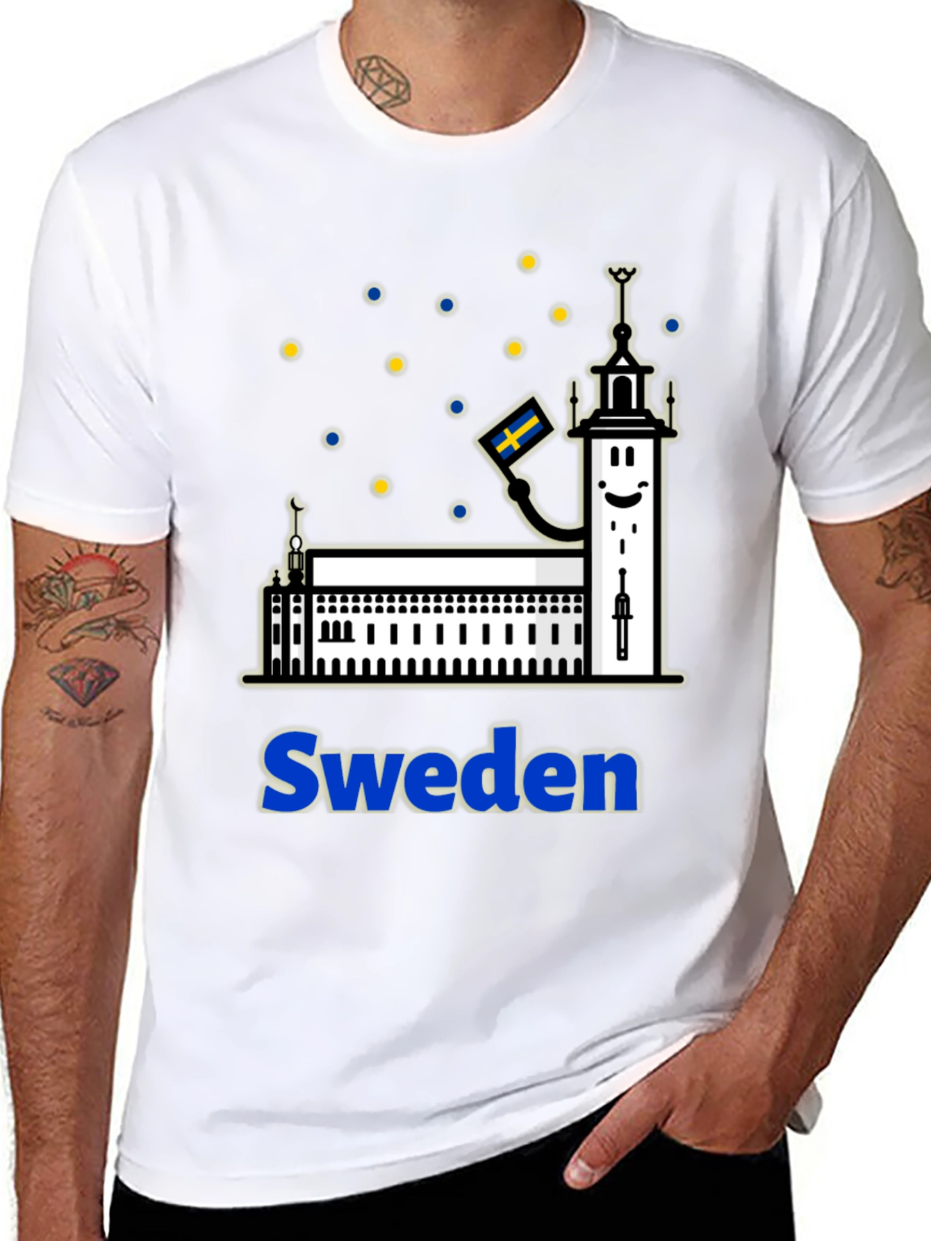 Sweden Building Design T-Shirt Travel Tee