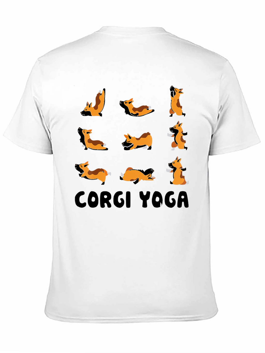 Corgi Yoga Black Graphic T-Shirt