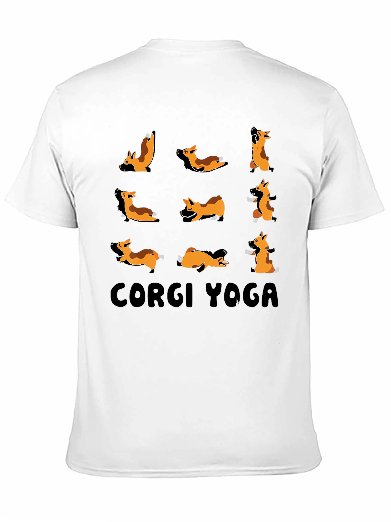 Corgi Yoga Black Graphic T-Shirt